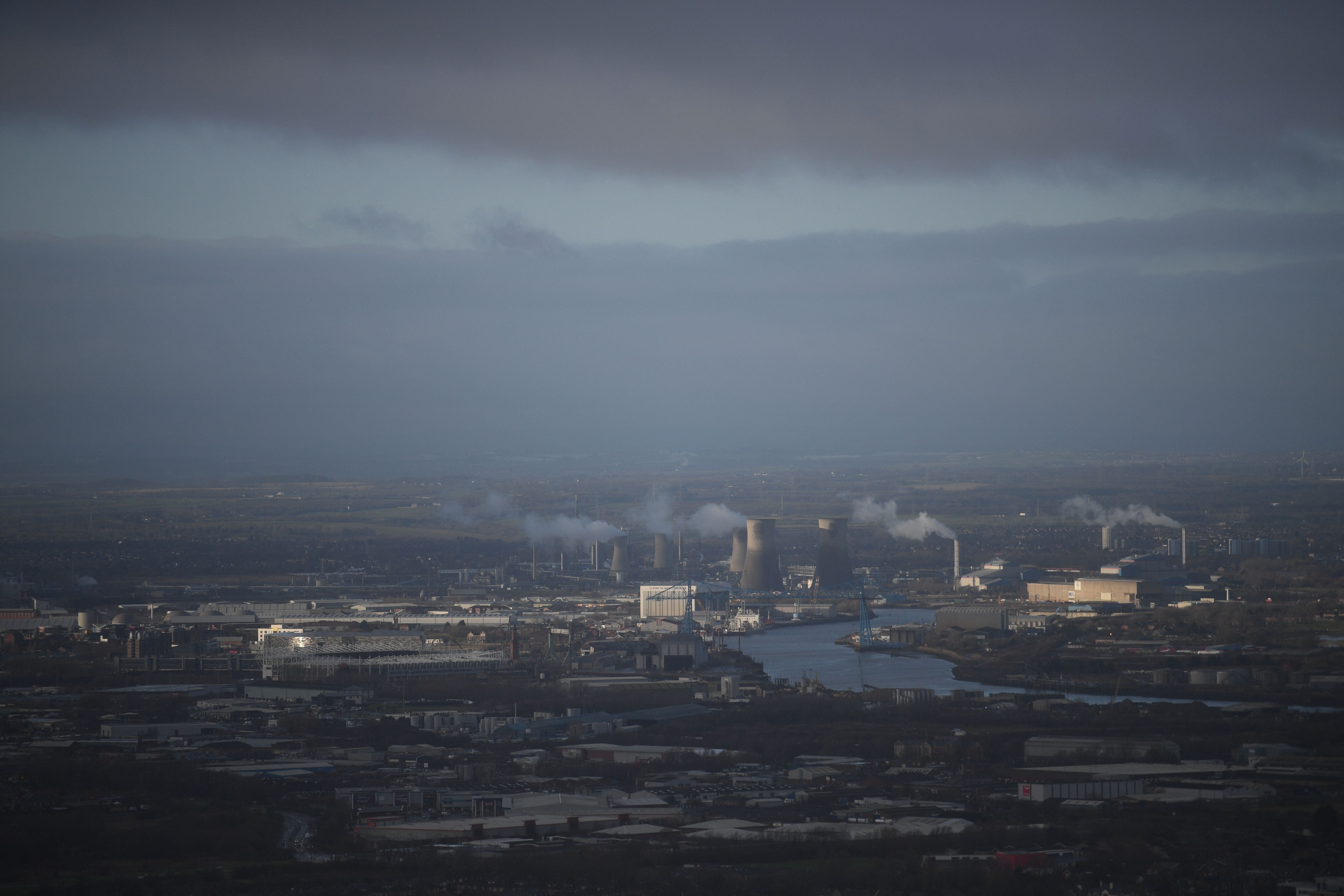 Middlesbrough and the River Tees are pictured on 1 January, 2021.