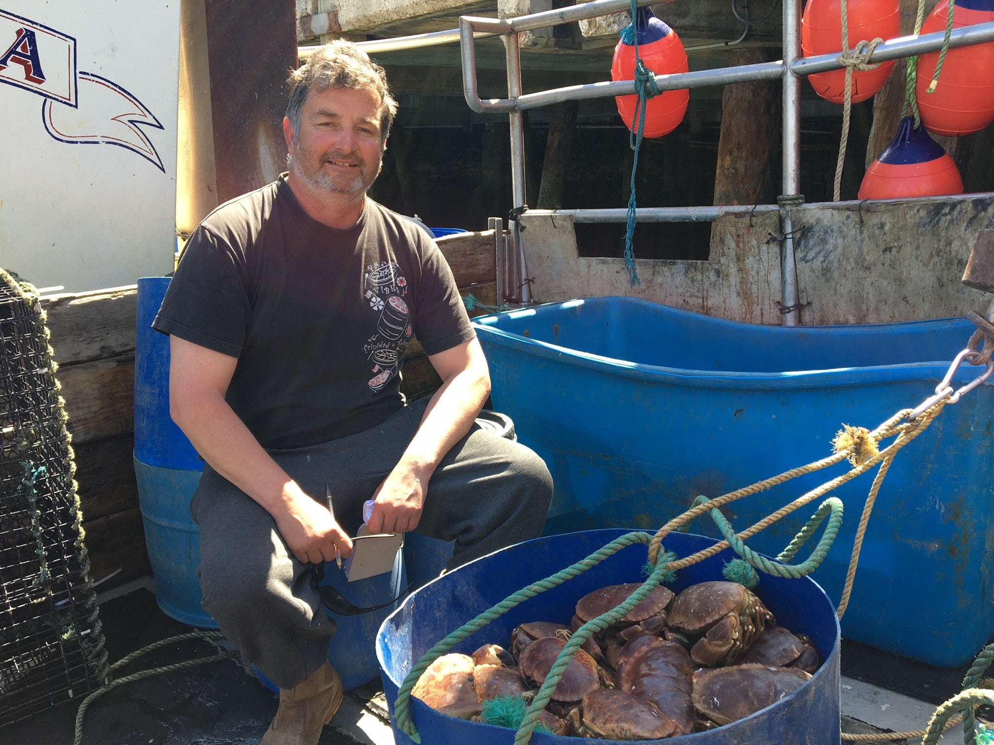 Graham Nicholas on board his boat, Girl Pamela