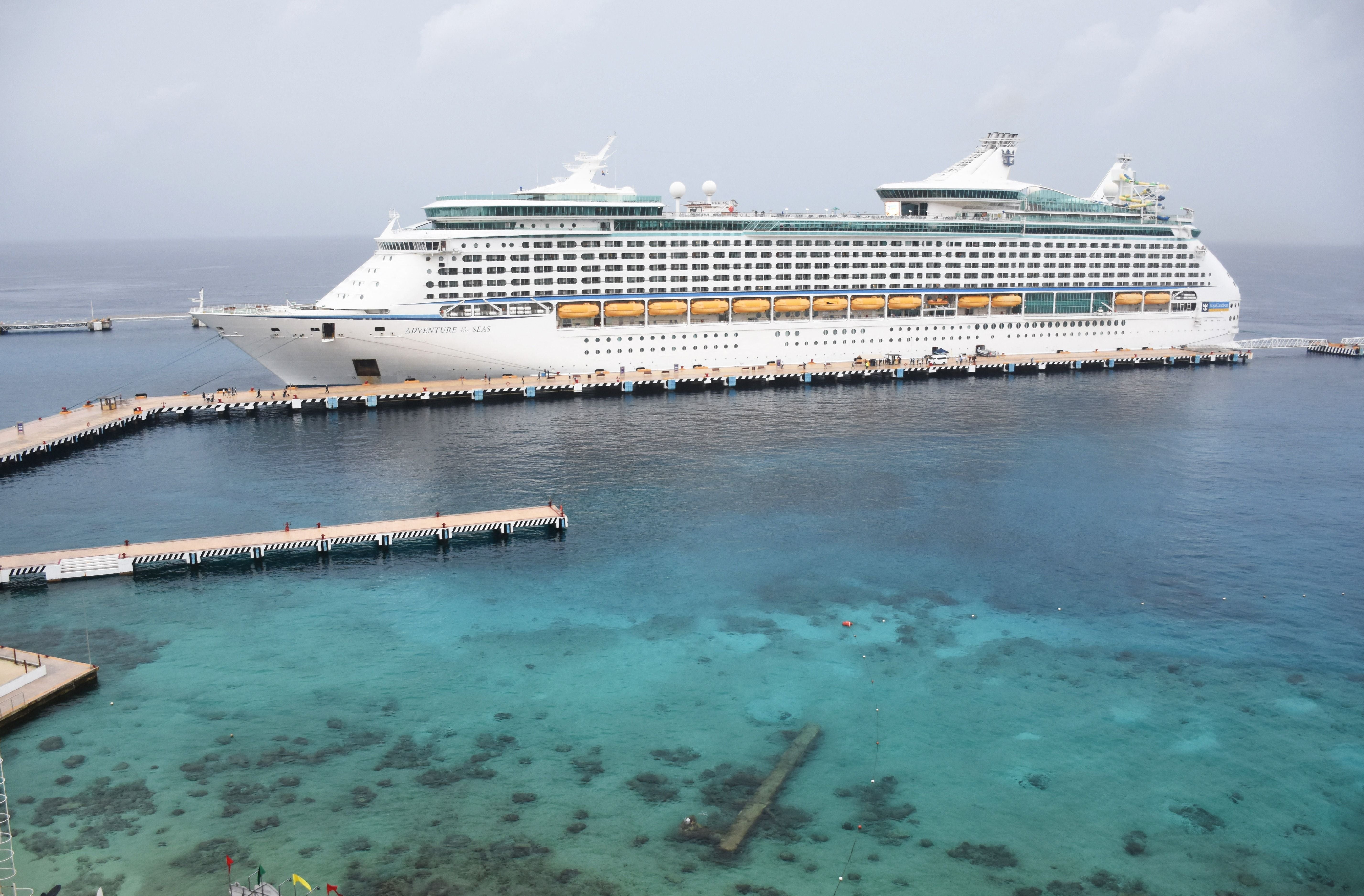 The Royal Caribbean cruise ship ‘Adventure of the Seas,’ the first cruise to arrive in Mexico since the beginning of Covid-19 pandemic, remains docked in the island of Cozumel, off the coast of Mexico’s Quintana Roo State, on 16, June, 2021.