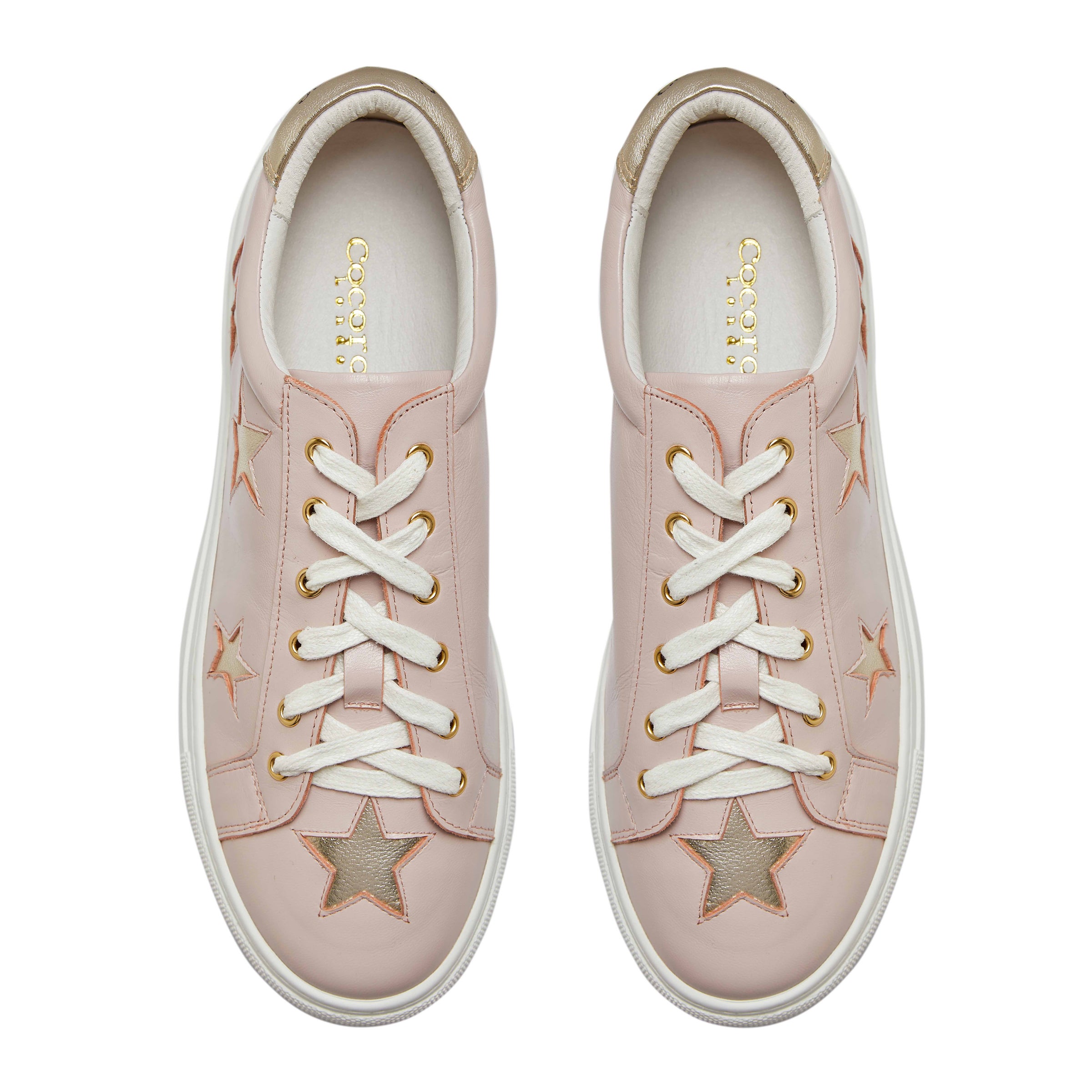 Cocorose London Hoxton White with White Stars Leather Trainers