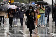 UK weather warning – live: Dozens of flood alerts issued in England as torrential rain ends heatwave 