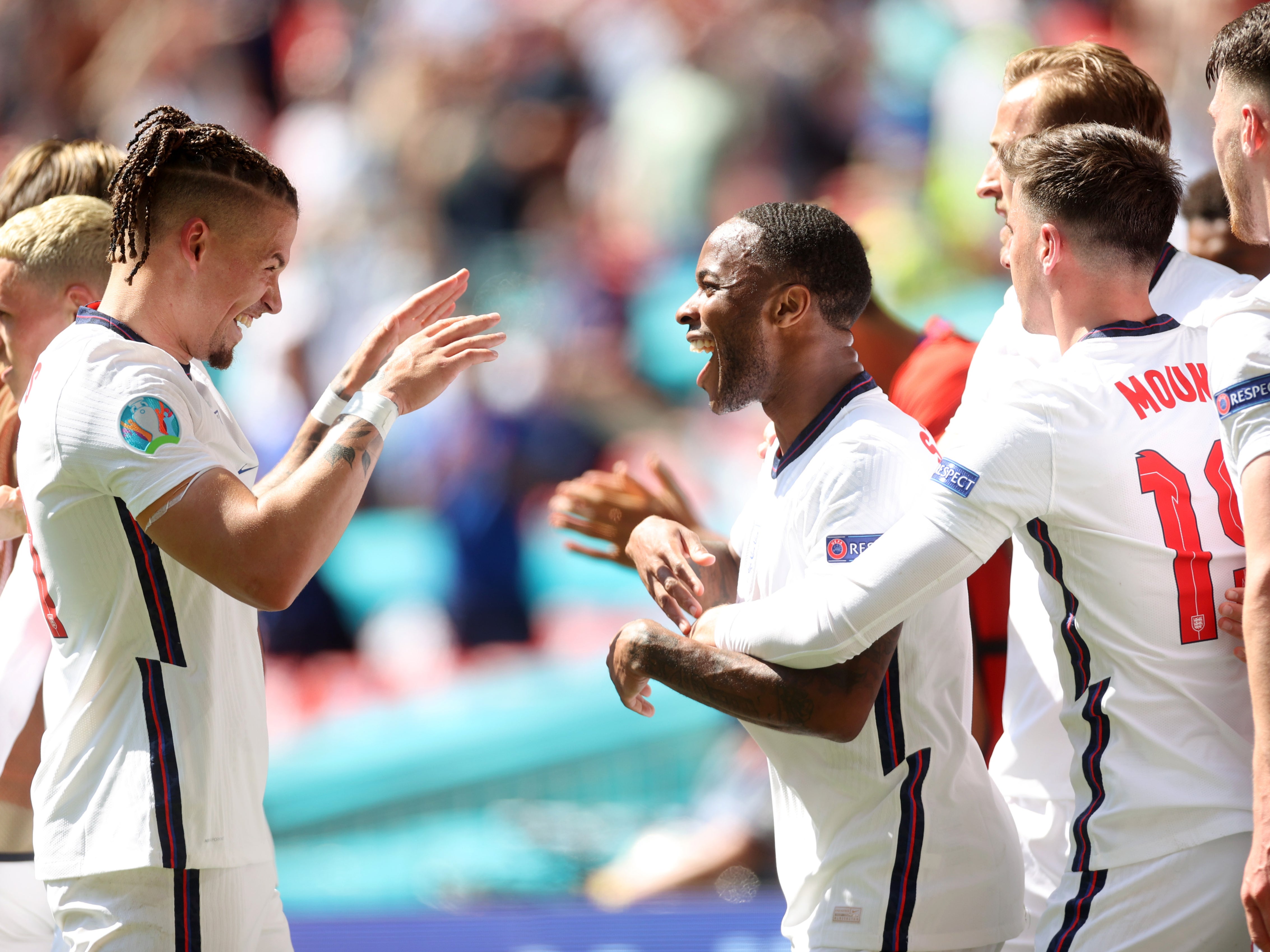 England’s Raheem Sterling celebrates scoring against Croatia