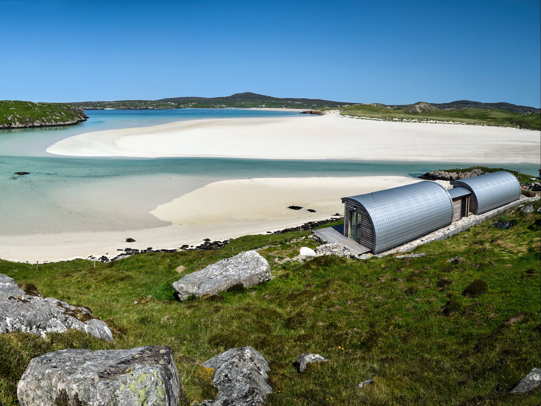 The cosy Carnish Cabin is designed in the shape of a wave