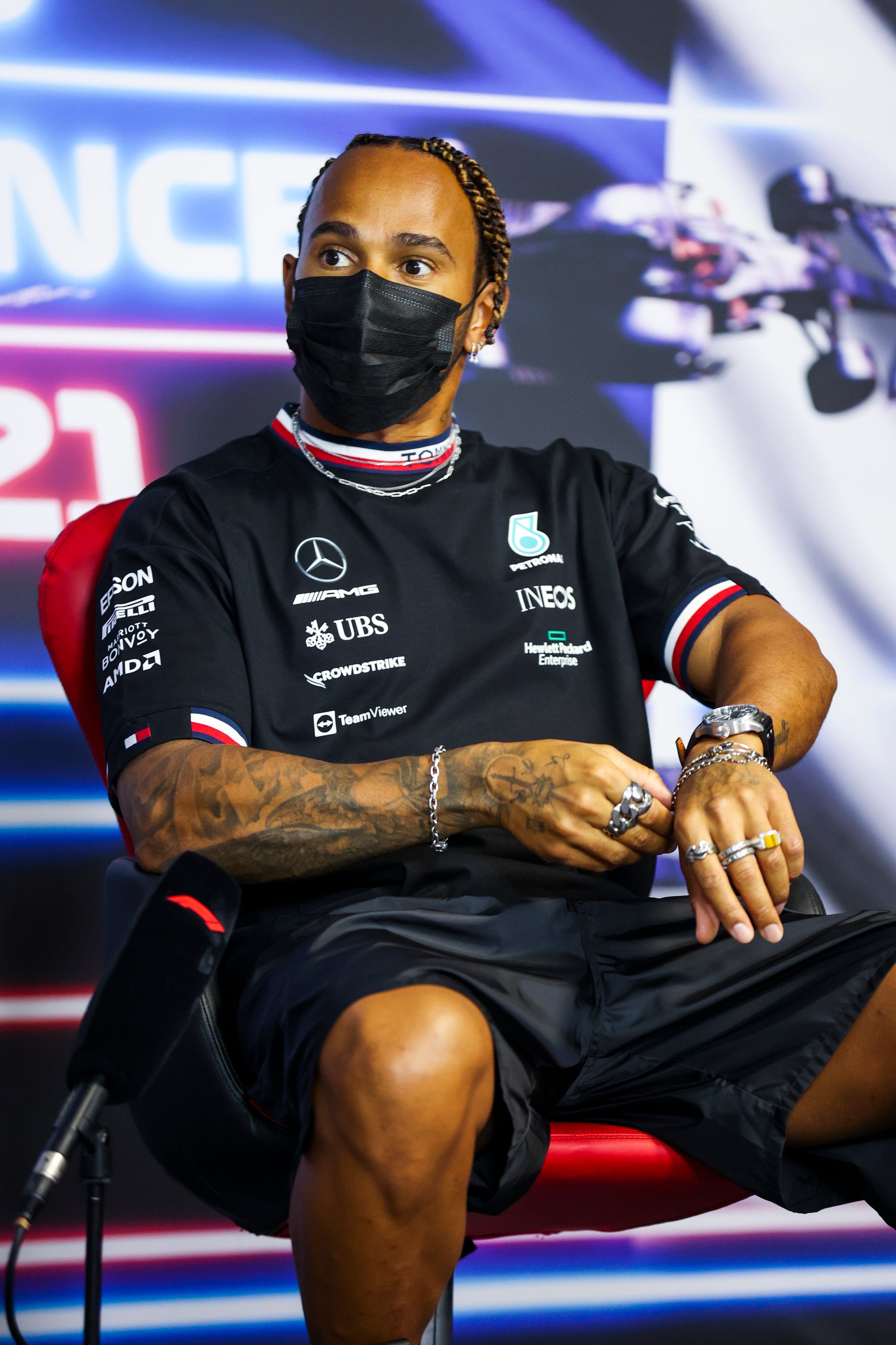 Lewis Hamilton is four points behind Max Verstappen