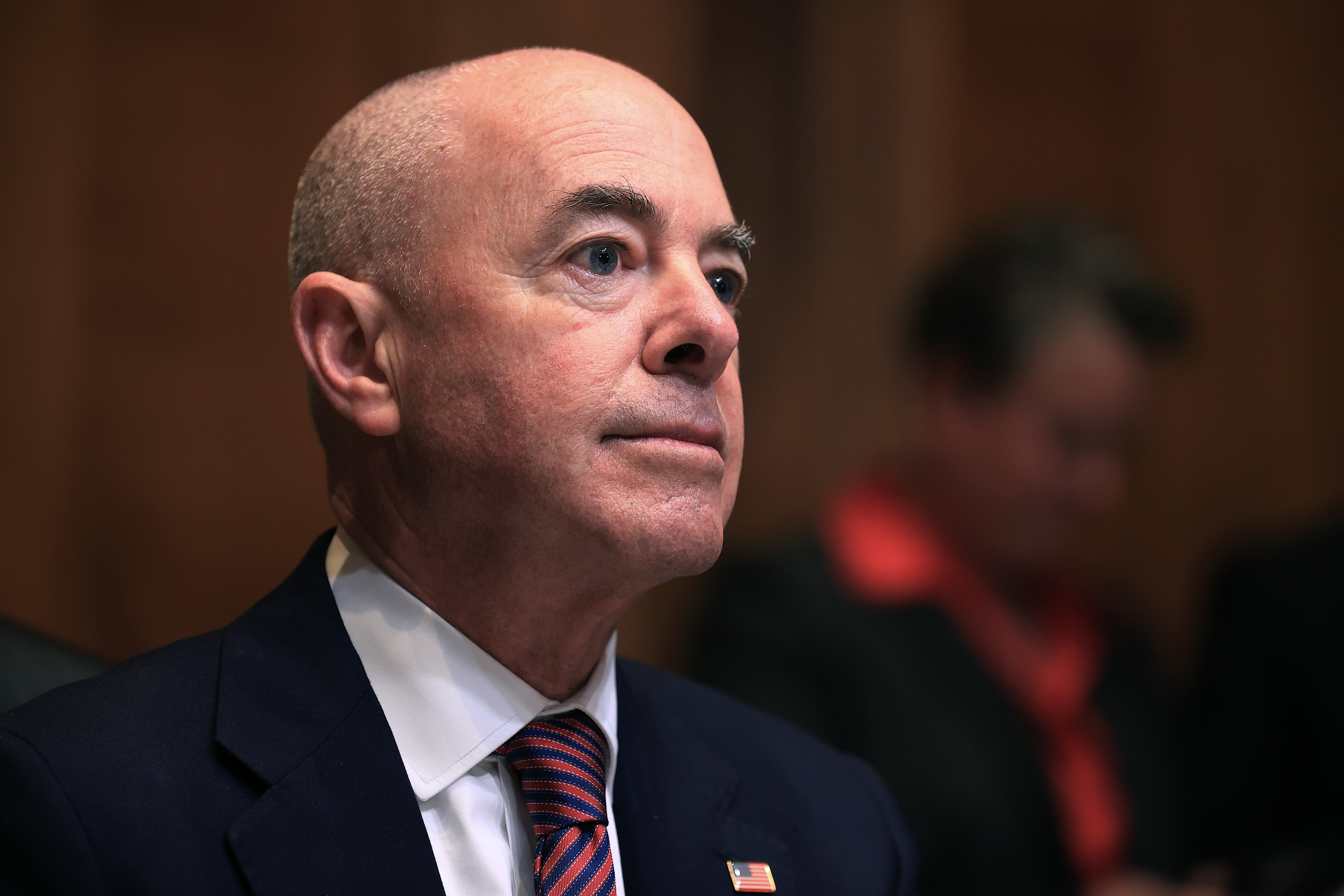 Homeland Security Secretary Alejandro Mayorkas testifies before the Senate Appropriations Subcommittee on Homeland Security in the Dirksen Senate Office Building on Capitol Hill on May 26, 2021 in Washington, DC. Mr Mayorkas has branded questioning on whether Vice President Kamala Harris will visit the southern border ‘disrespectful’.