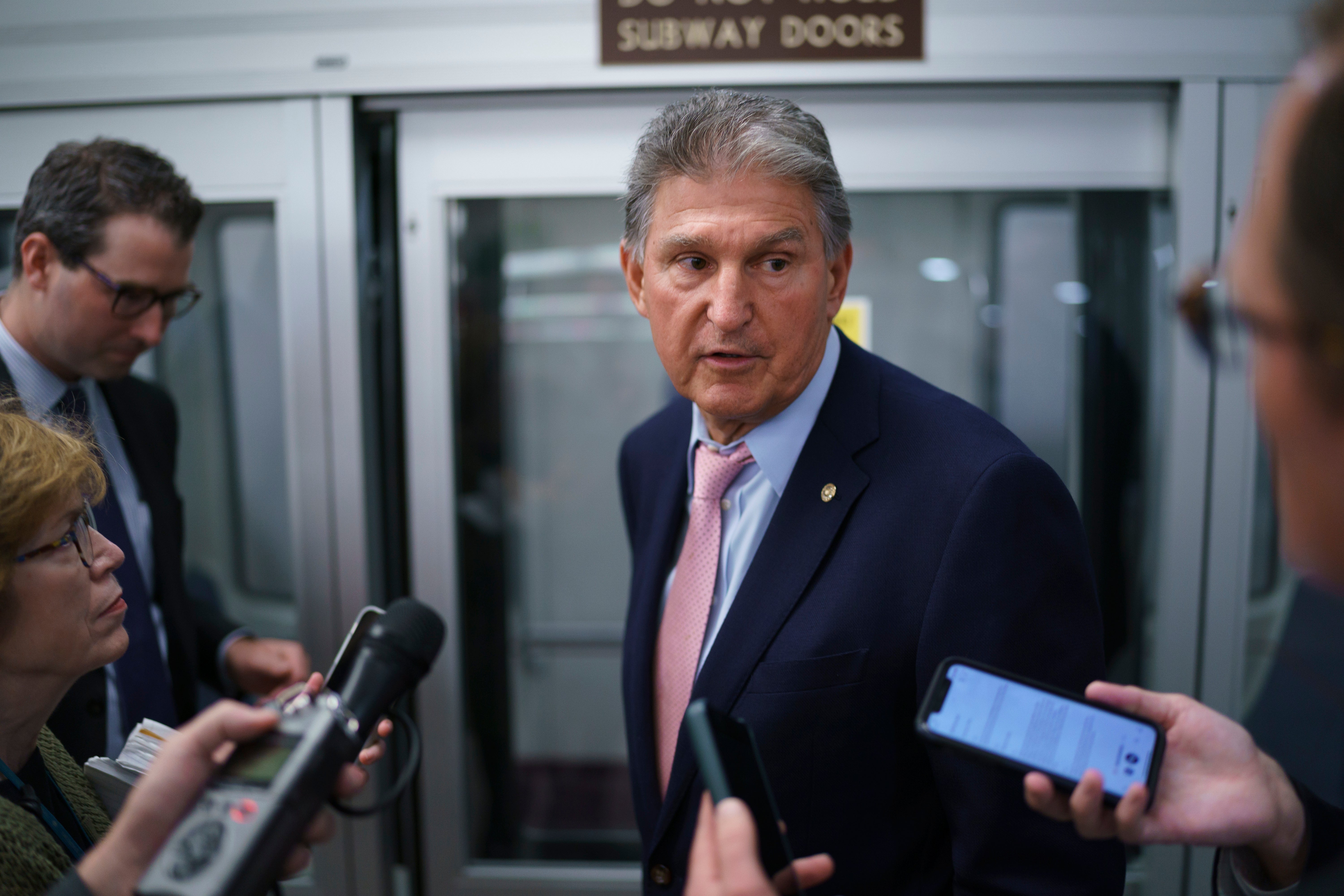 Sen Joe Manchin speaks to reporters