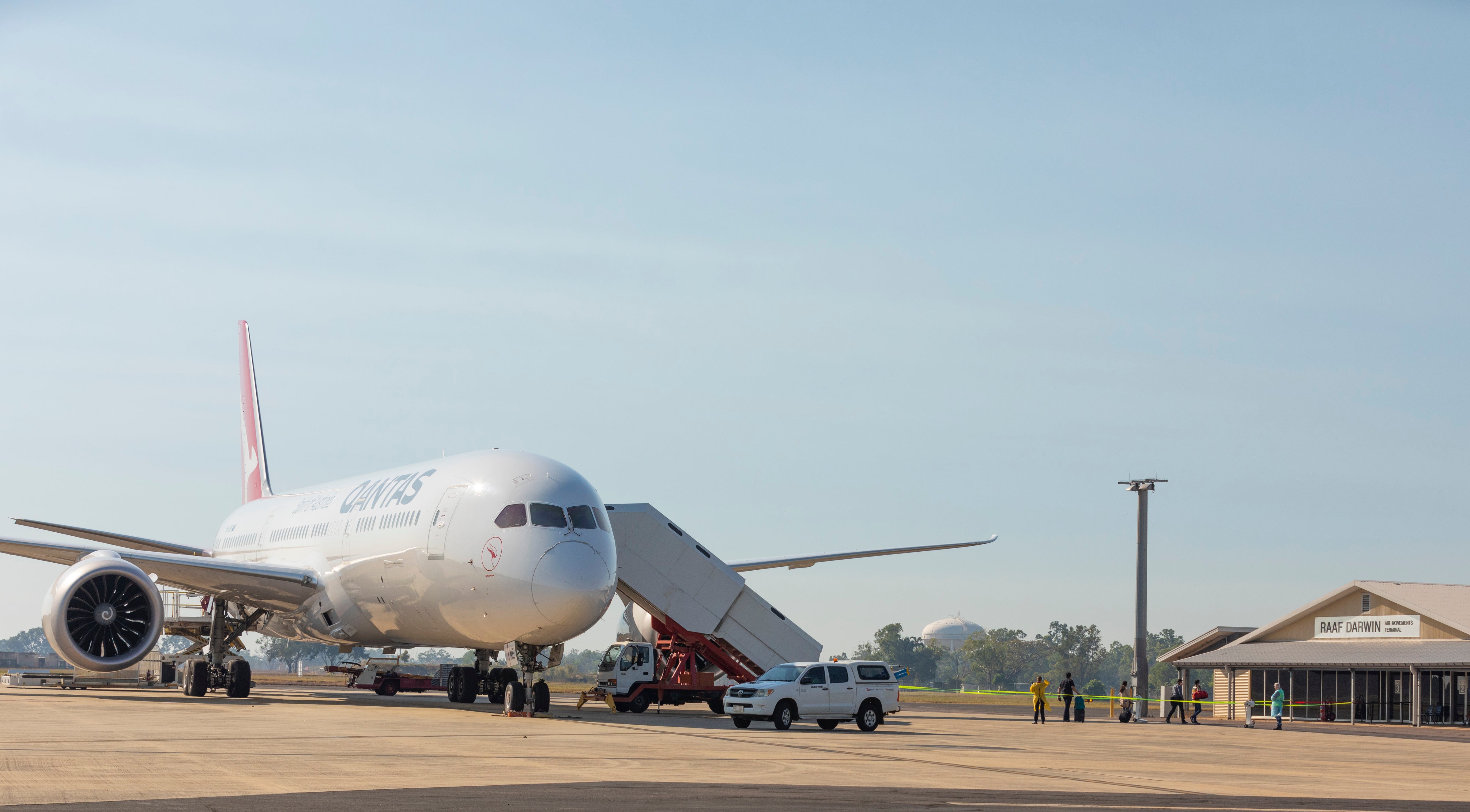 File image shows the first repatriation flight for Australians who were been stranded by India’s second way, which landed in Sydney on 15 May