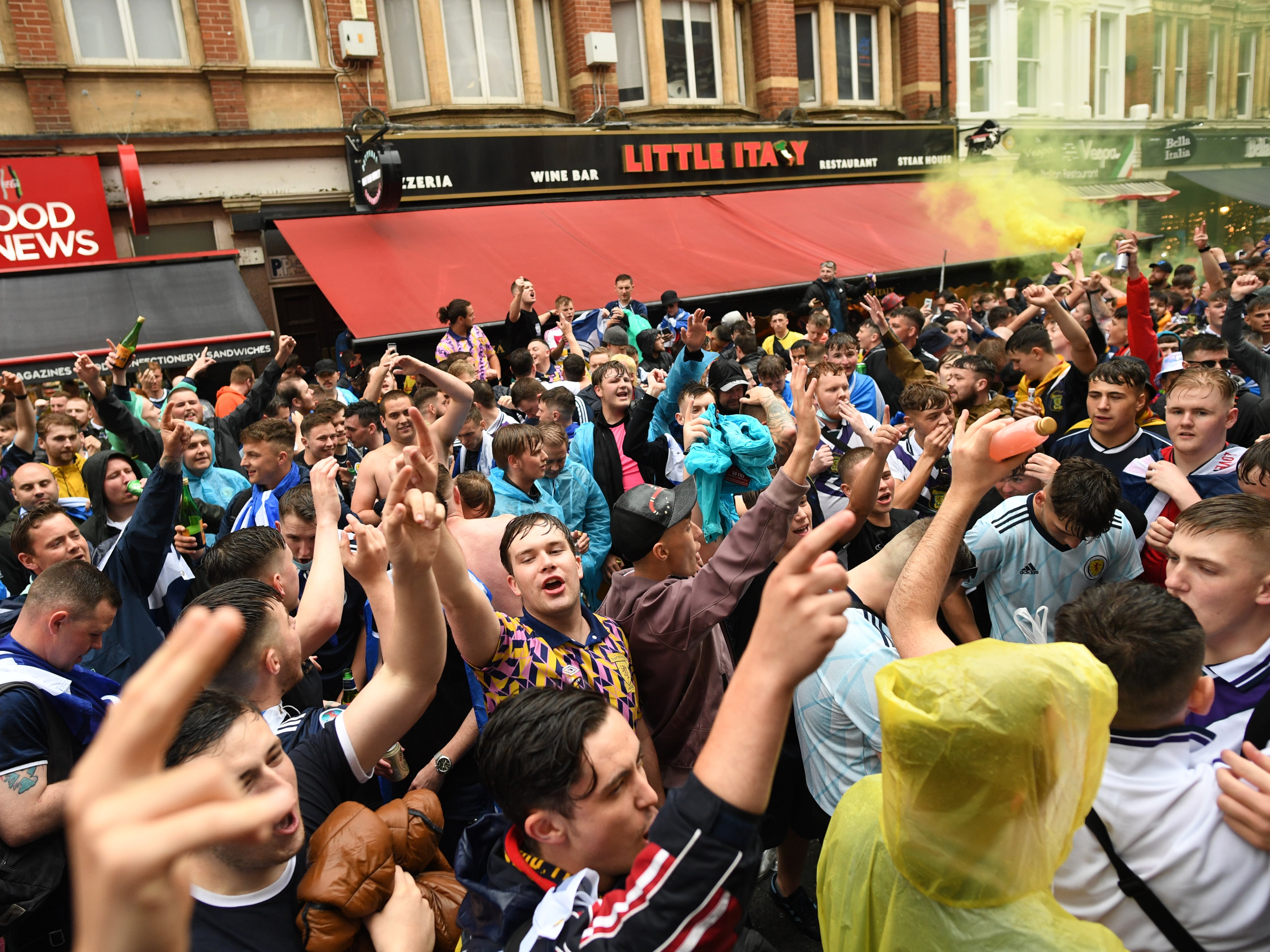 Scotland fans gather in Leicester Square before England vs Scotland match at Euro 2020