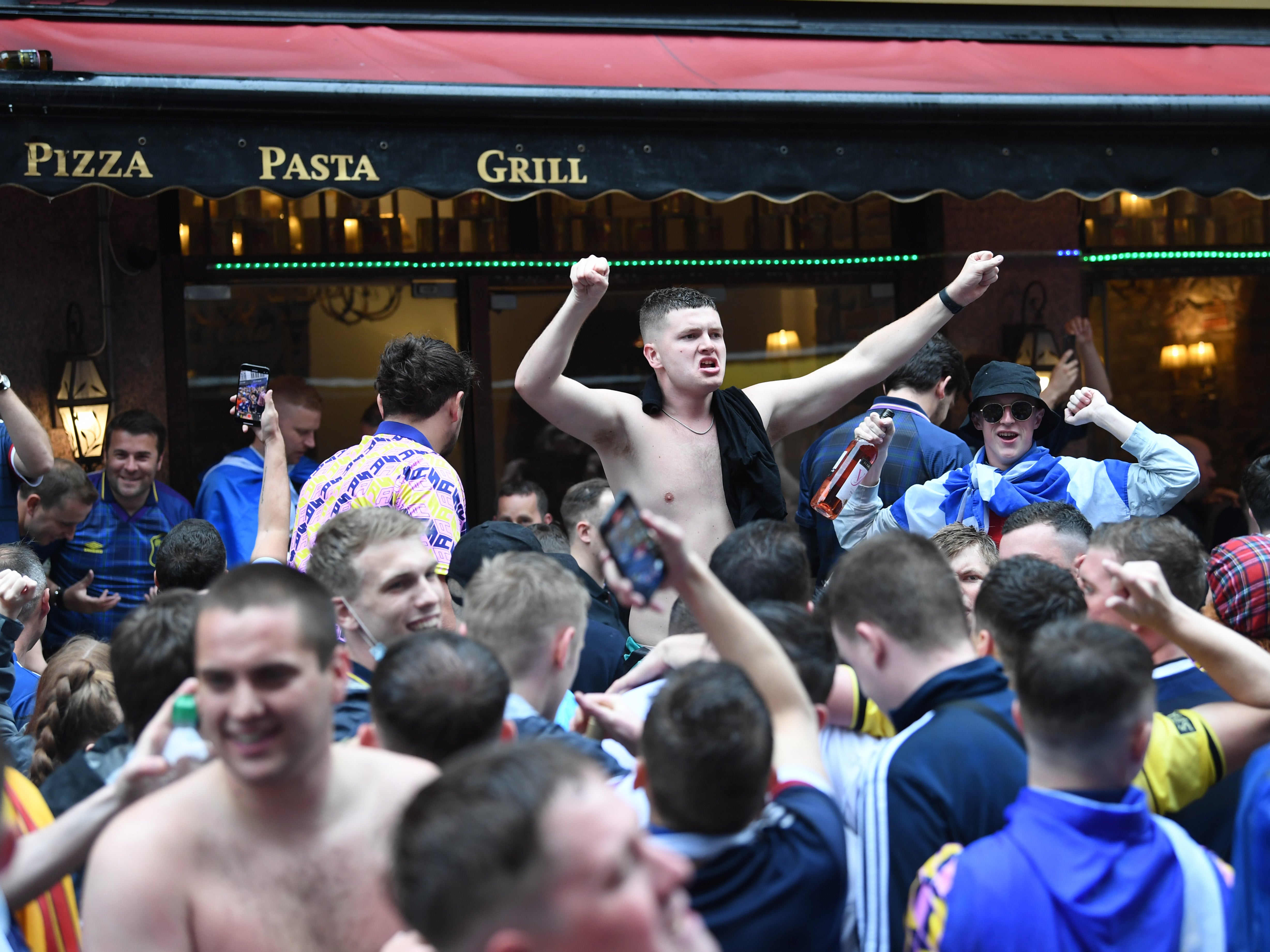 Scotland fans gather in Leicester Square before England vs Scotland match at Euro 2020