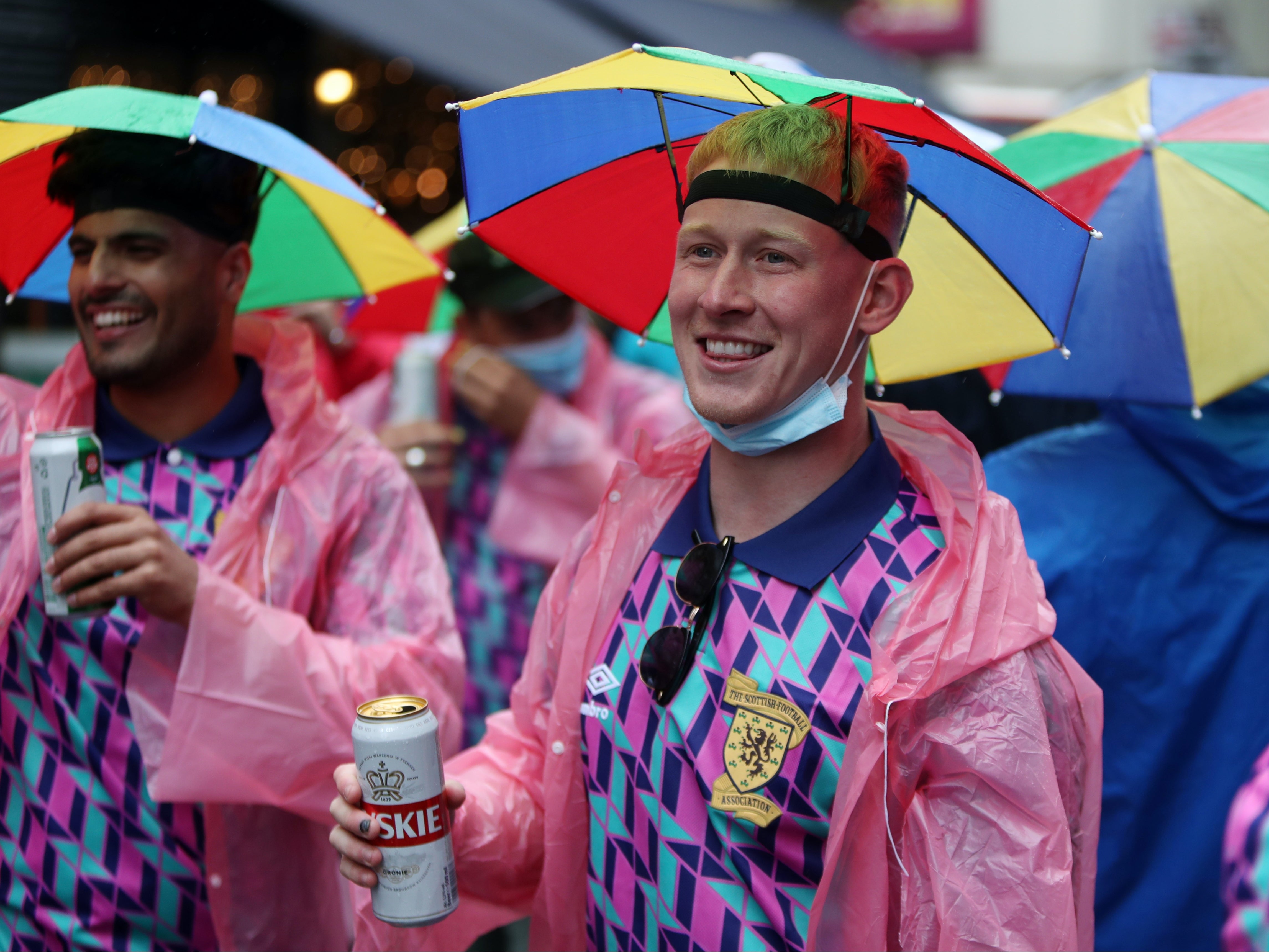 Scotland fans enjoying themselves despite the rain