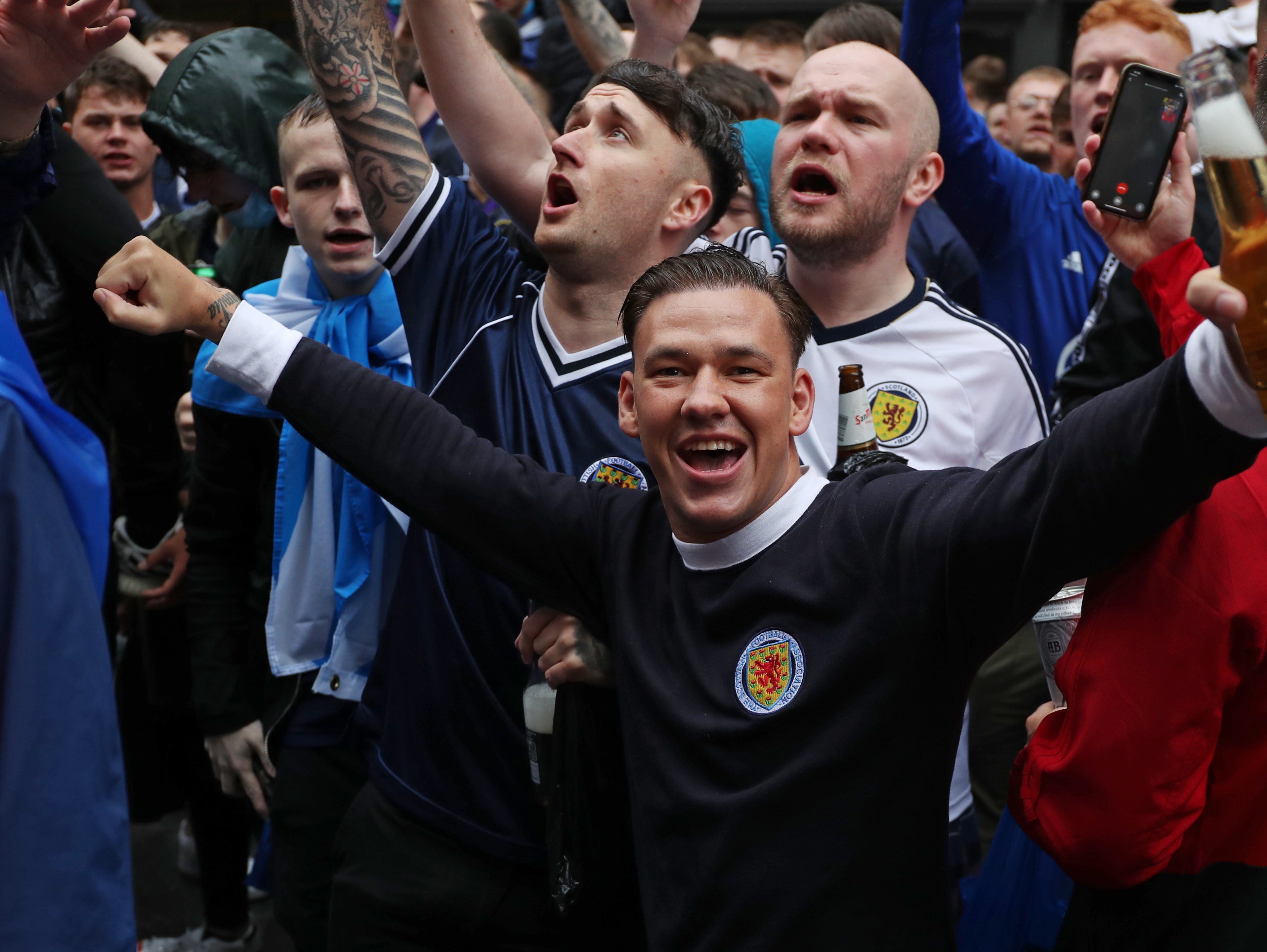 Scotland fans gather in Leicester Square before England vs Scotland match at Euro 2020