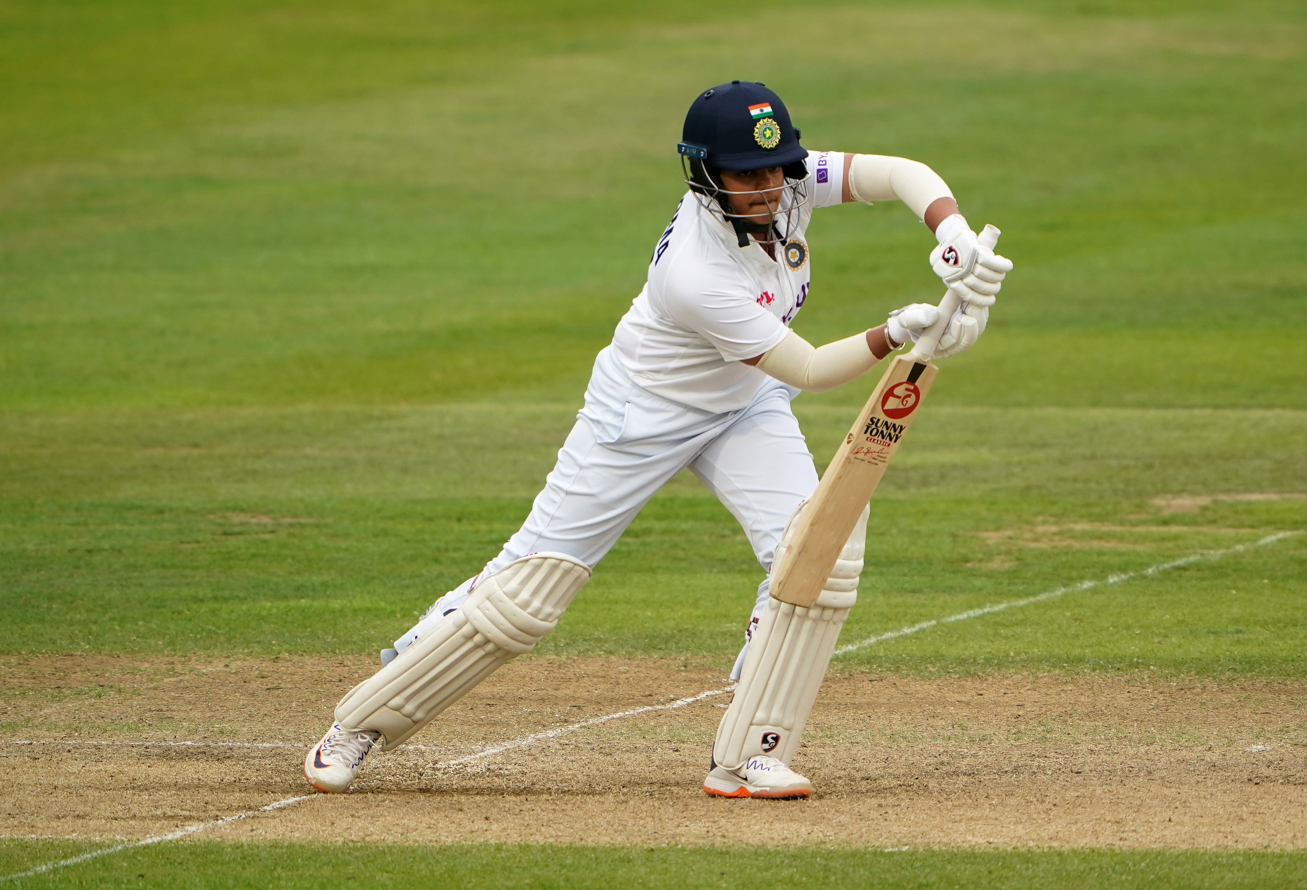 Shafali Verma scored her second Test half-century before the rain delay