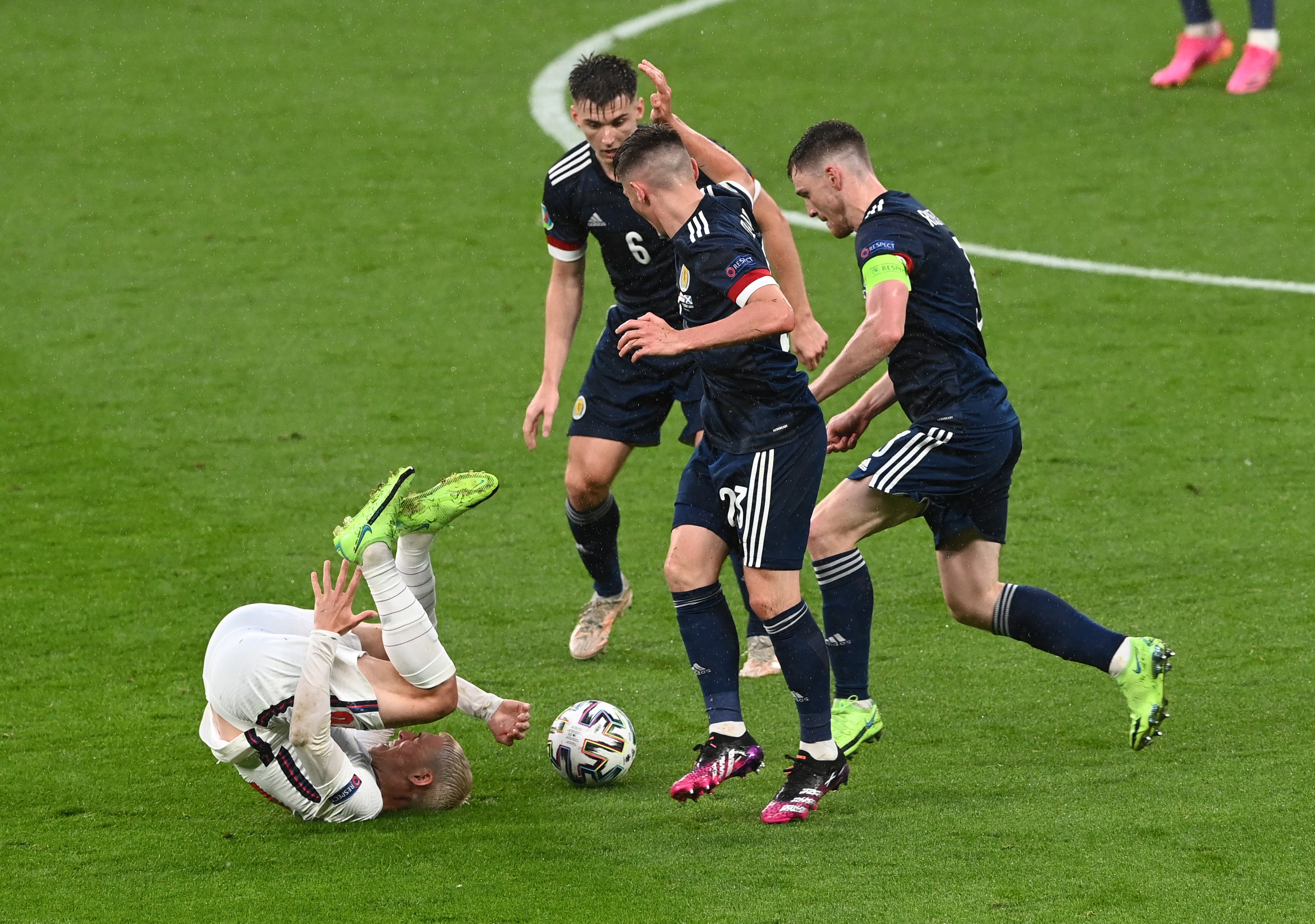 Phil Foden reacts after a challenge