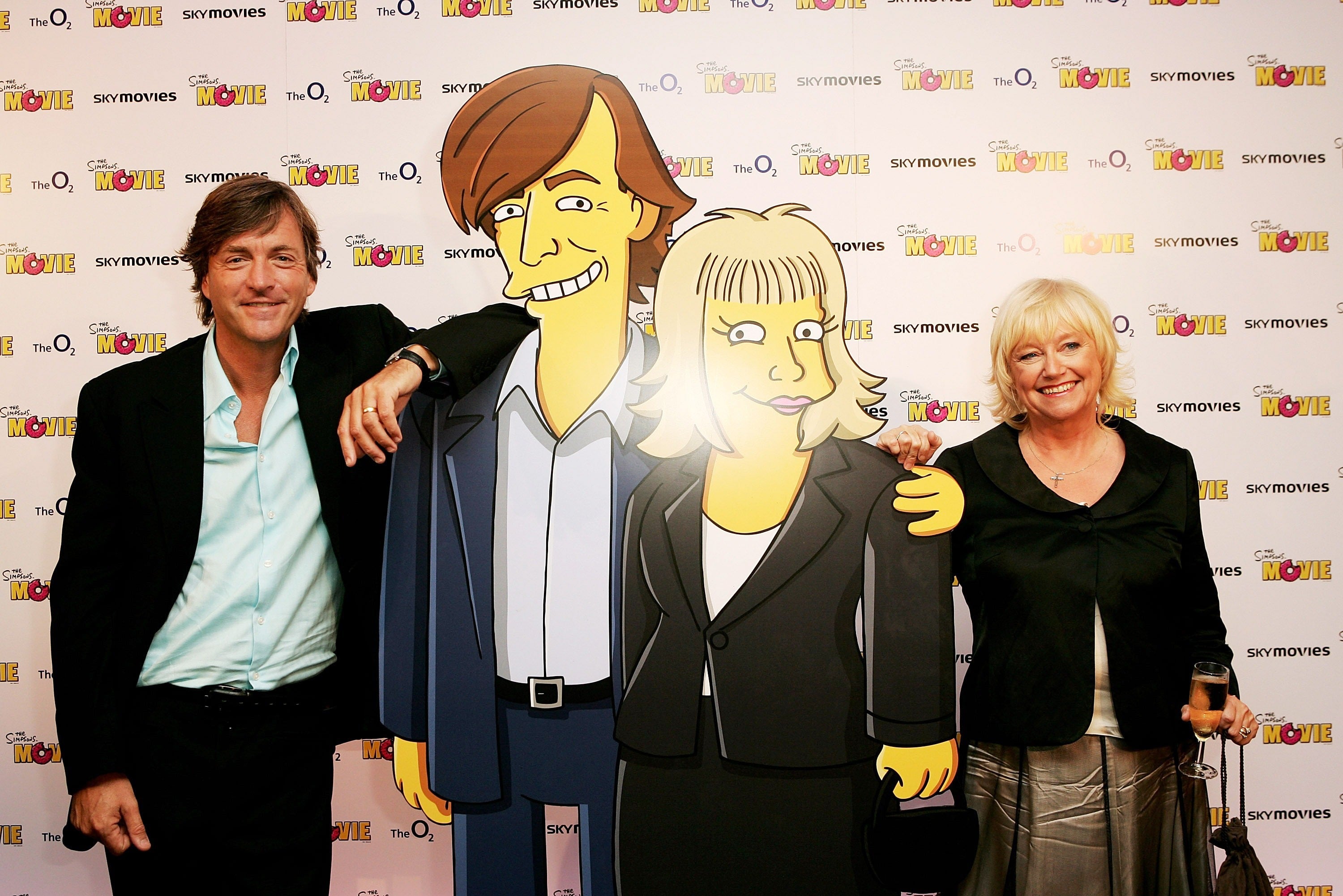 Richard and Judy pose with their Simpsons characters at the UK premiere of “The Simpsons Movie” in 2007