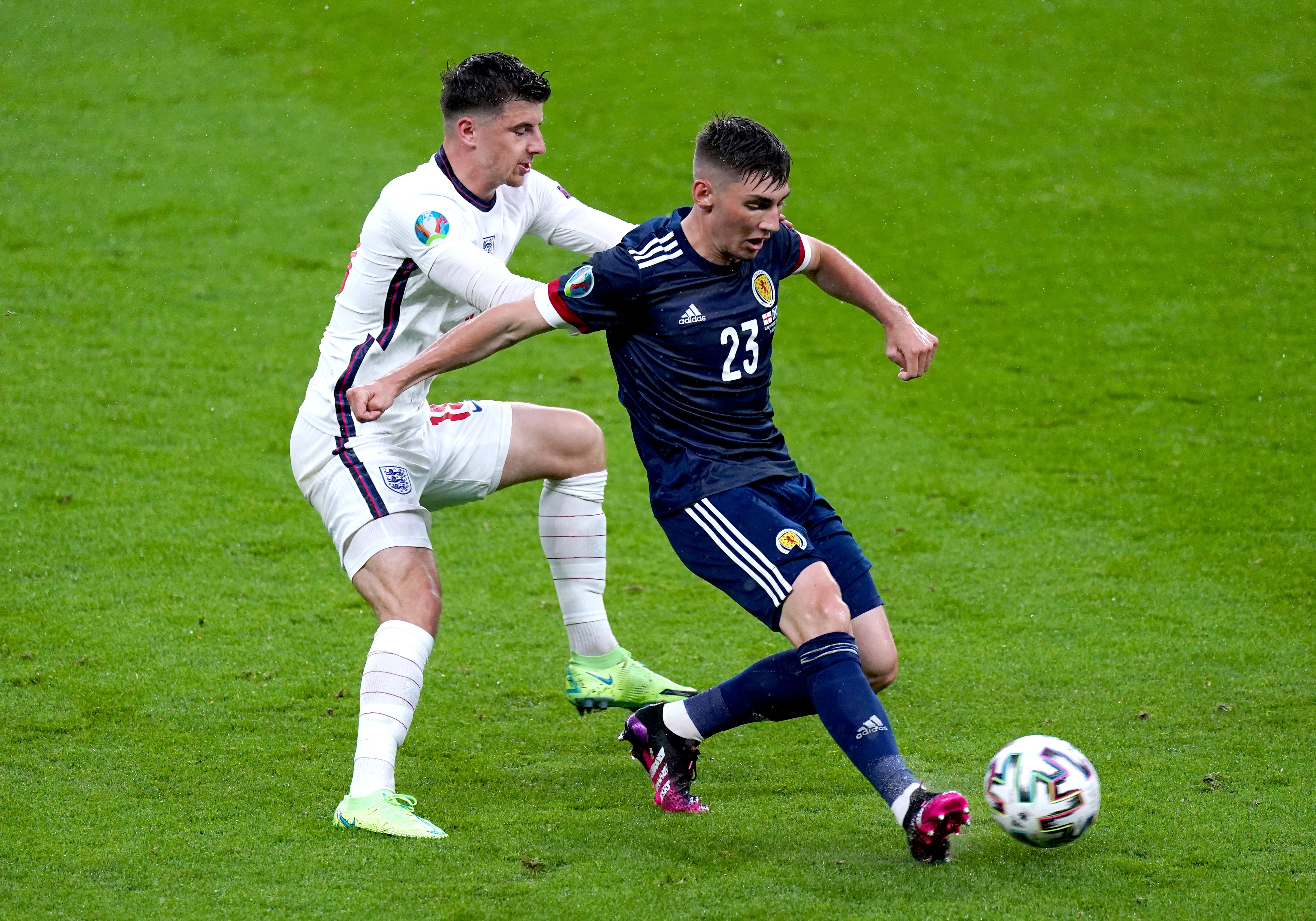 Chelsea team-mates Mason Mount (left) and Billy Gilmour were on opposing sides as England and Scotland drew at Euro 2020.