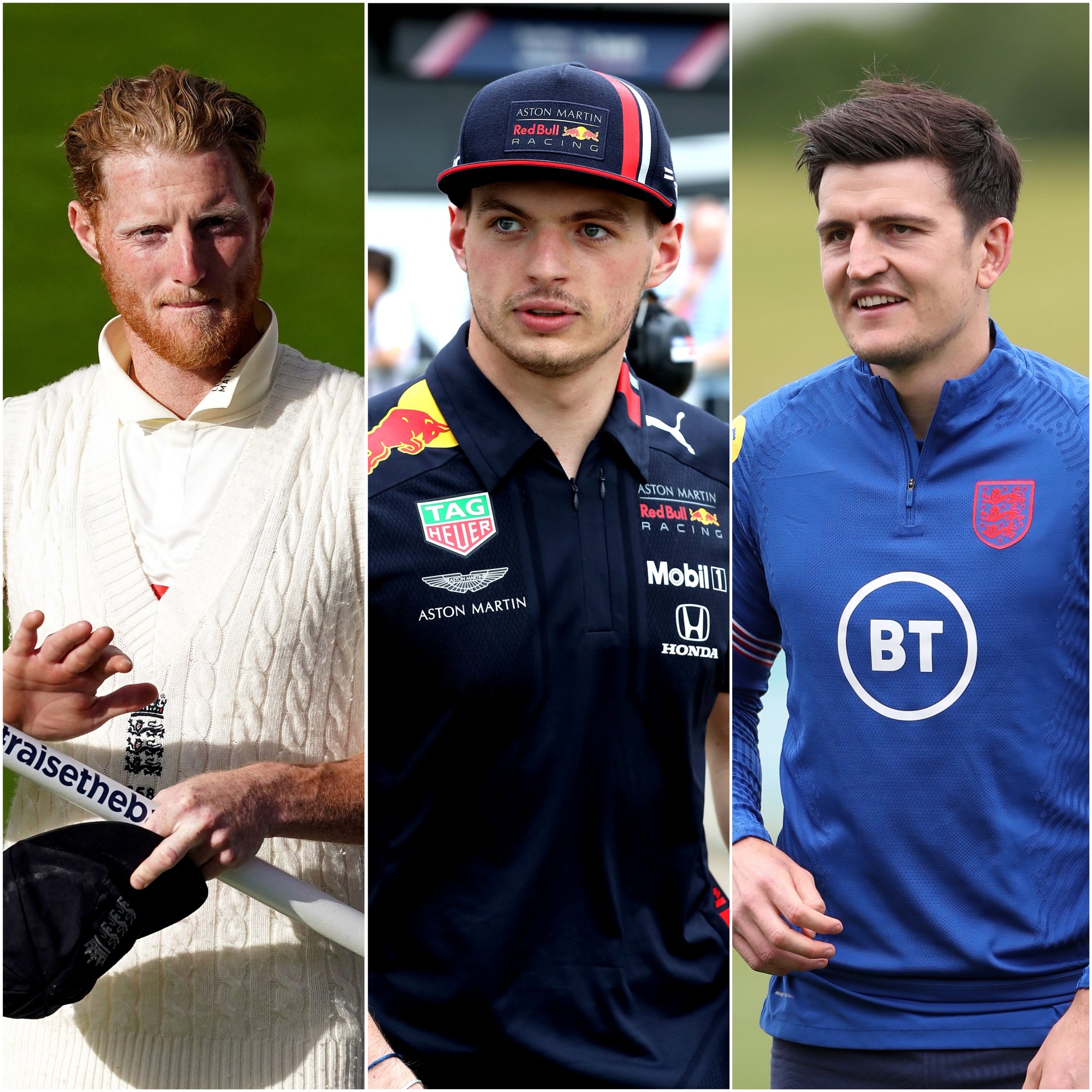 Ben Stokes, Max Verstappen and Harry Maguire