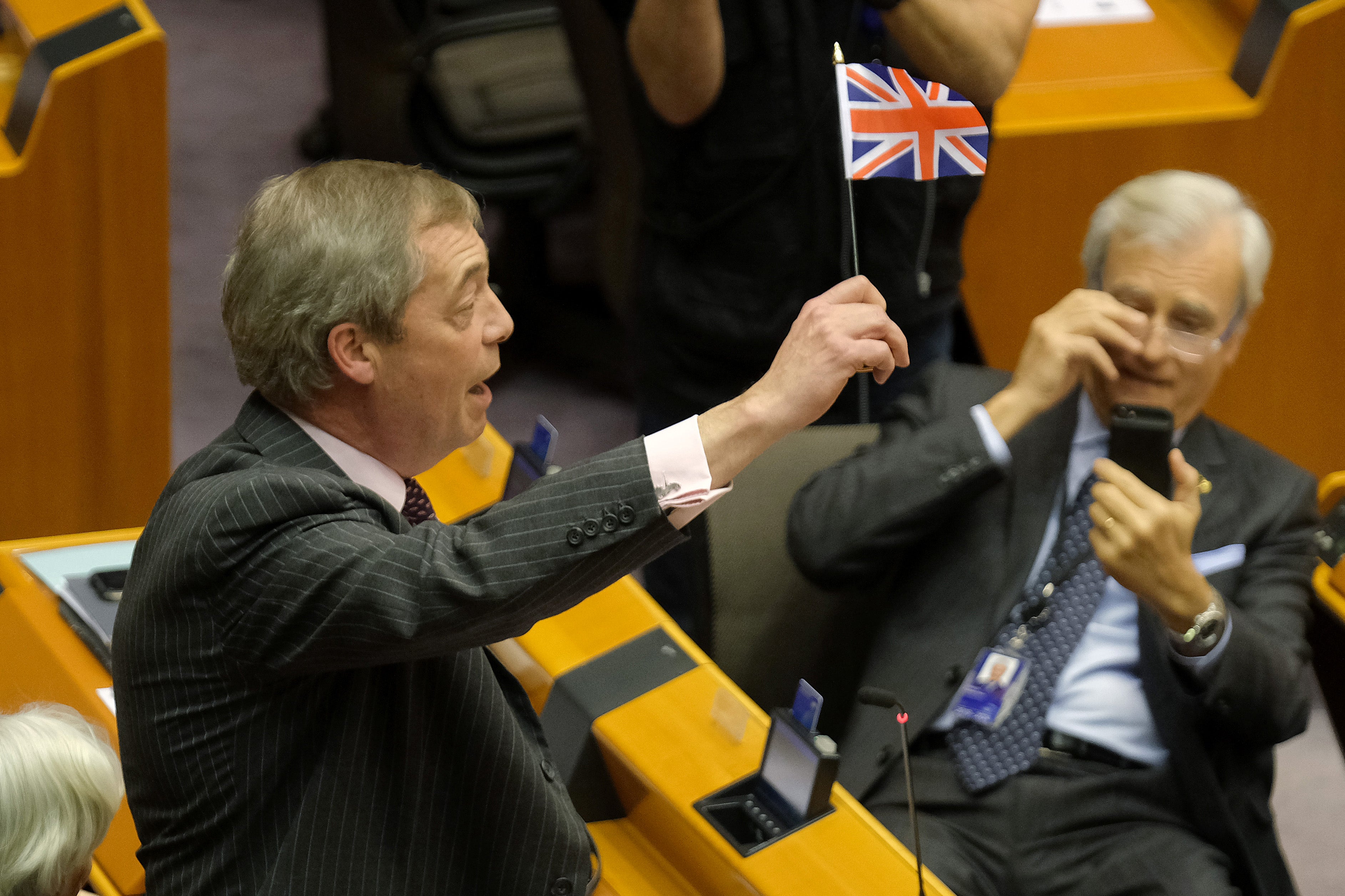 Nigel Farage in the European Parliament chamber