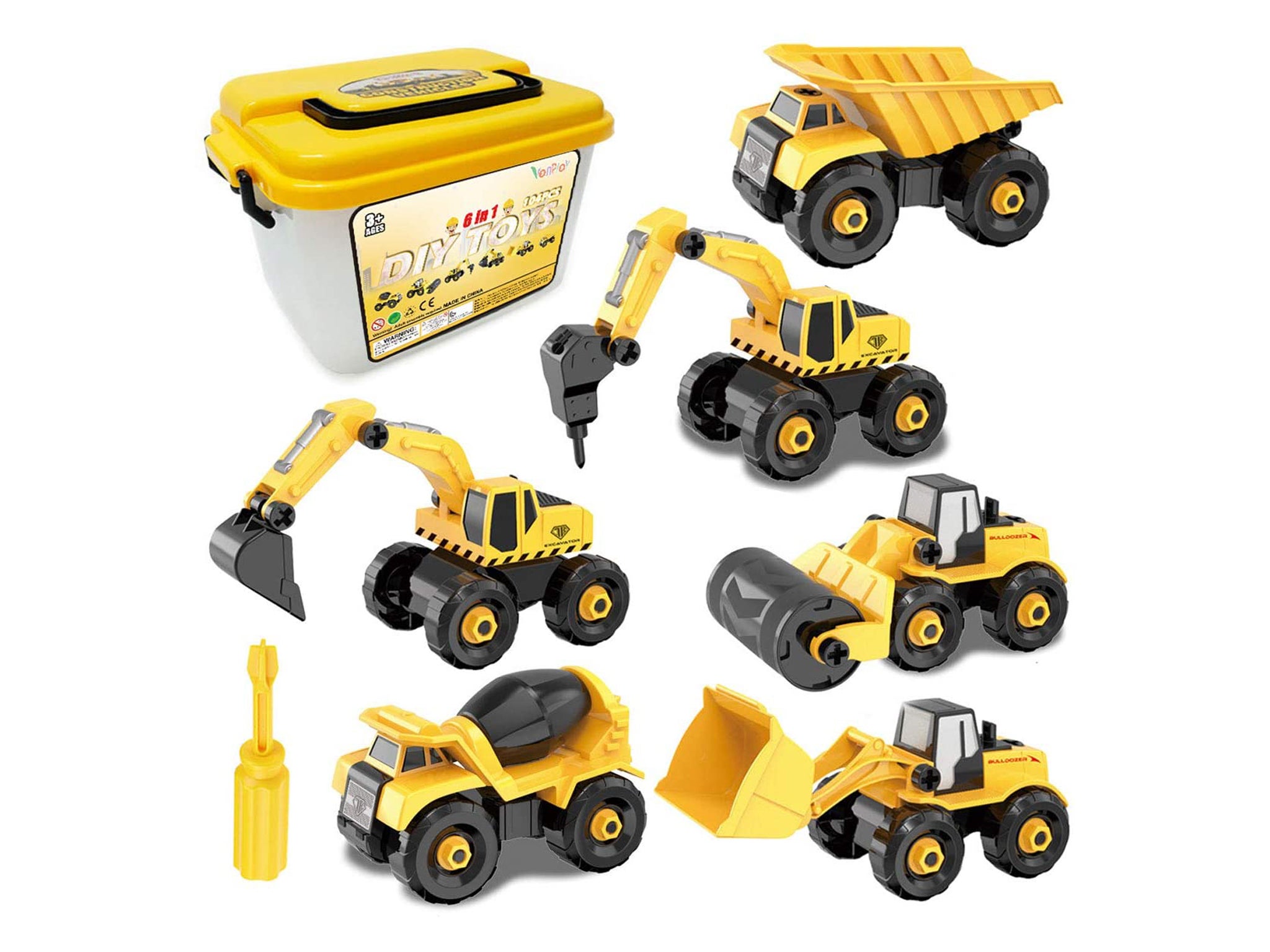 Vanplay take-apart construction vehicles with storage box: Was £19.99, now £13.99, Amazon.co.uk