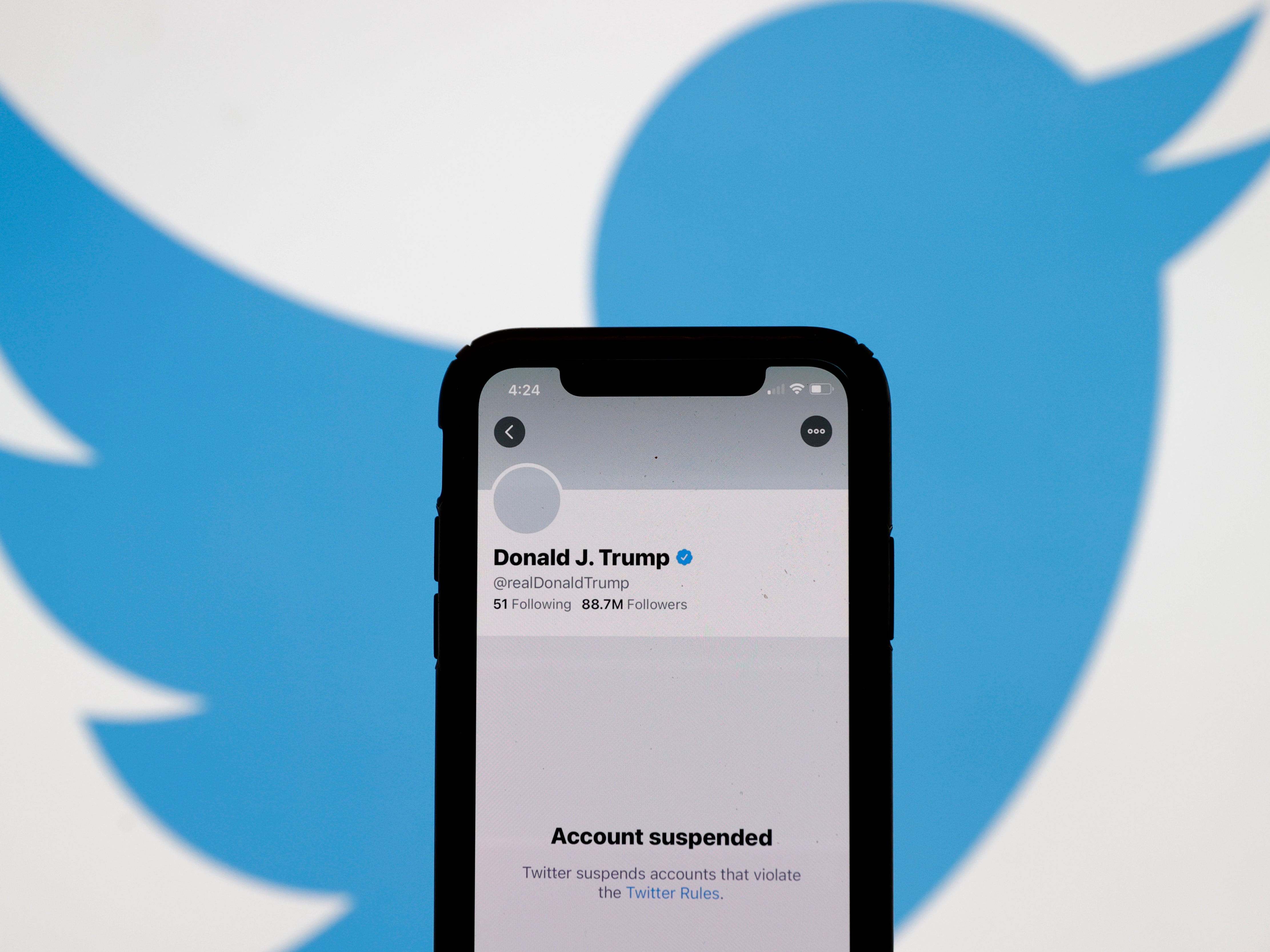 Former US President Donald Trump’s suspended Twitter account