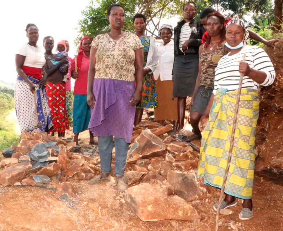 The group of women from Tindiret Sub-county in Kenya’s Nandi County who crush stones (predominantly men’s work) to raise school fees for their children