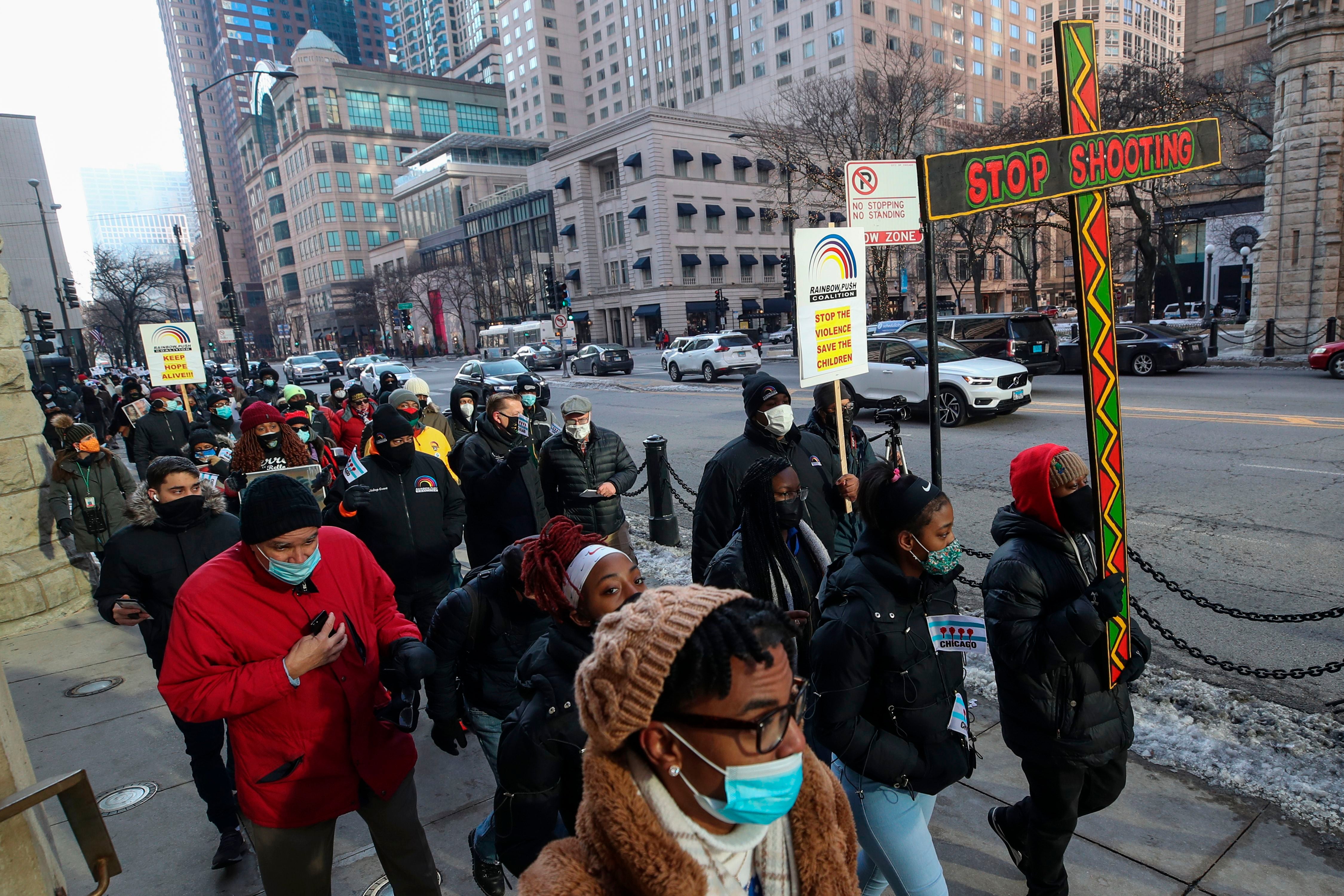 A march against gun violence in Chicago in December 2020.