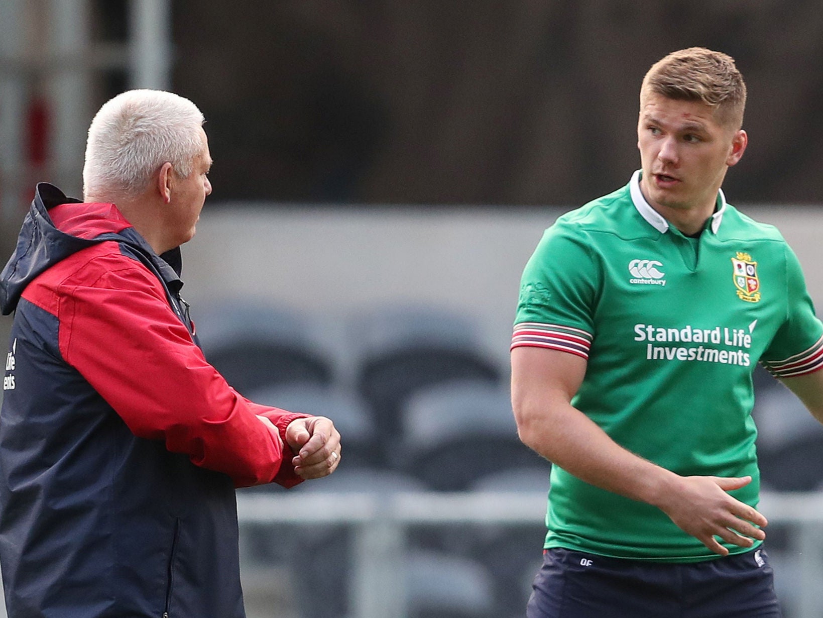 Owen Farrell left, with Warren Gatland