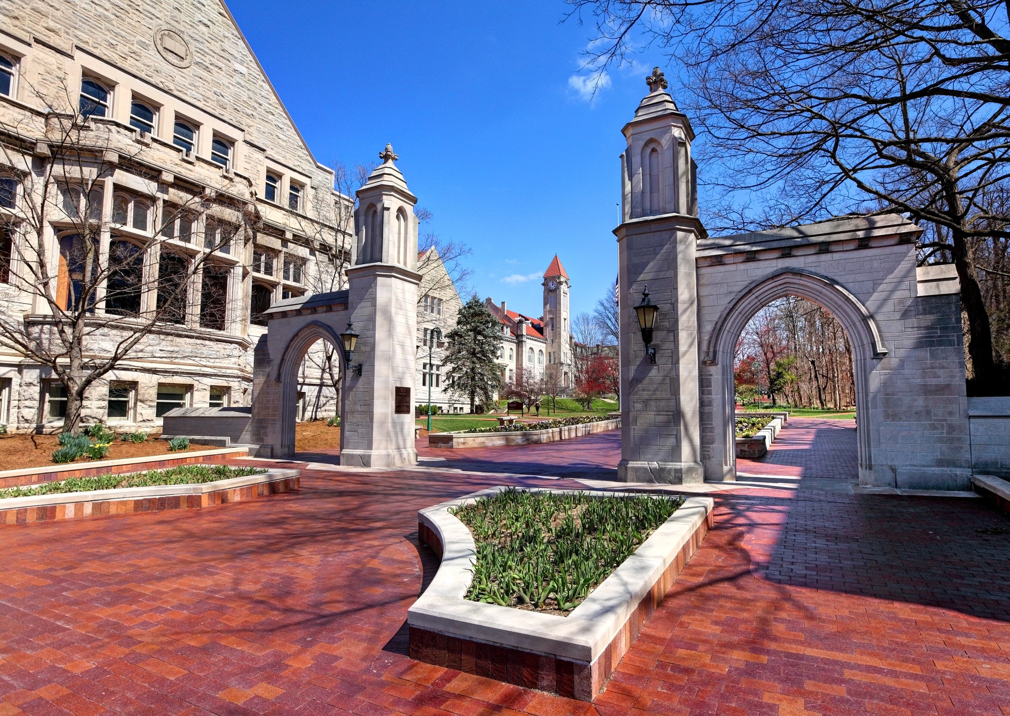 File Image: Daytime view of the Sample Gates, entrance to Indiana University from Kirkwood Ave