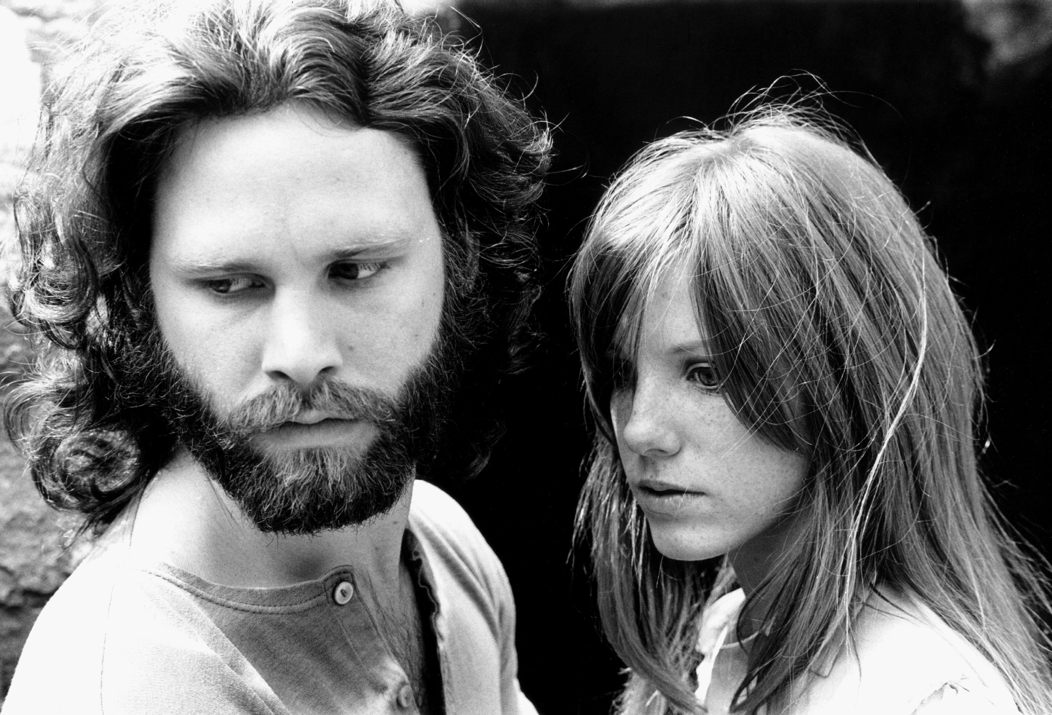 Morrison with girlfriend Pamela Courson during a 1969 photo shoot at Bronson Caves in the Hollywood Hills, California