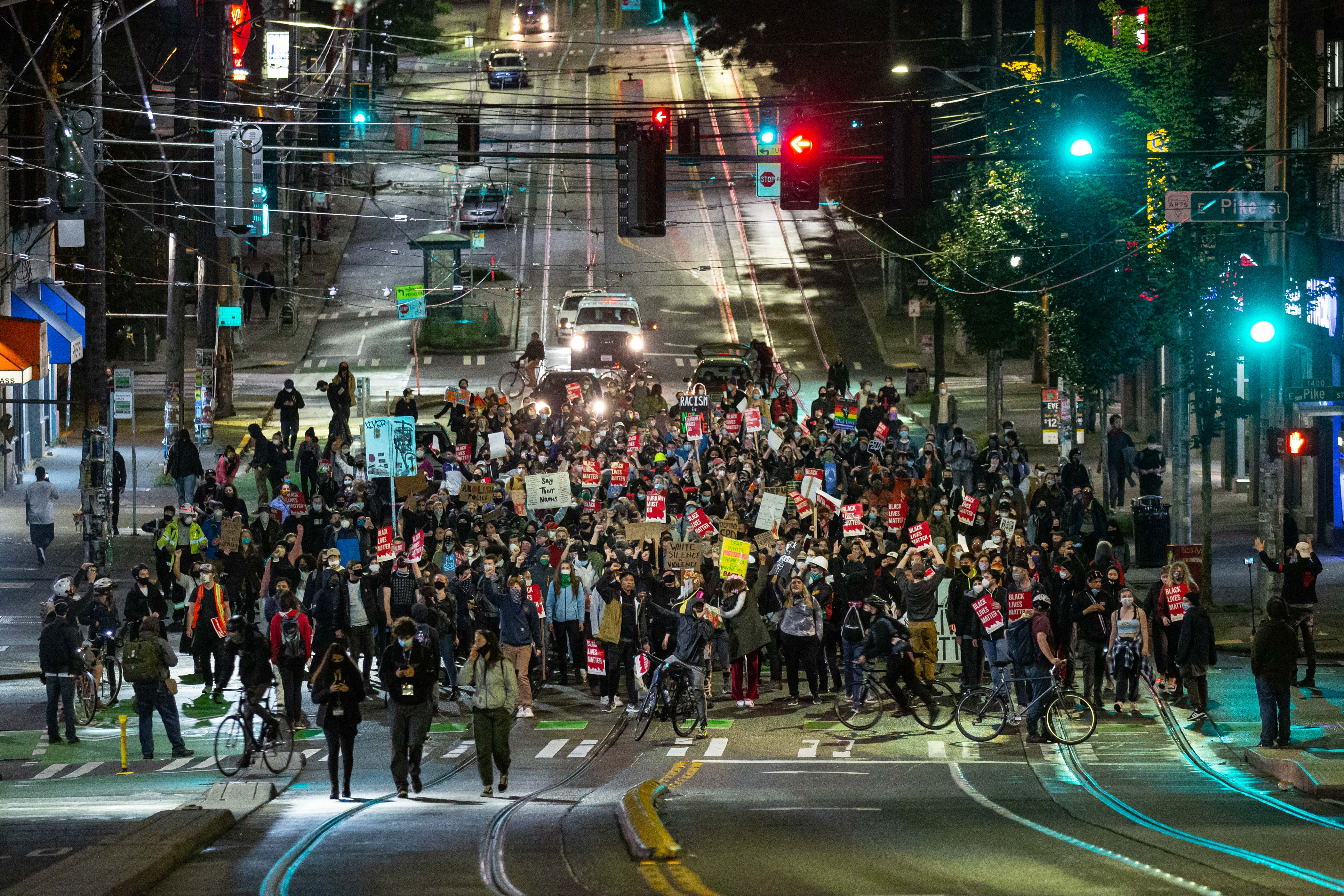 Sawant joined protesters outside a Seattle police station during last year’s racial justice demonstrations