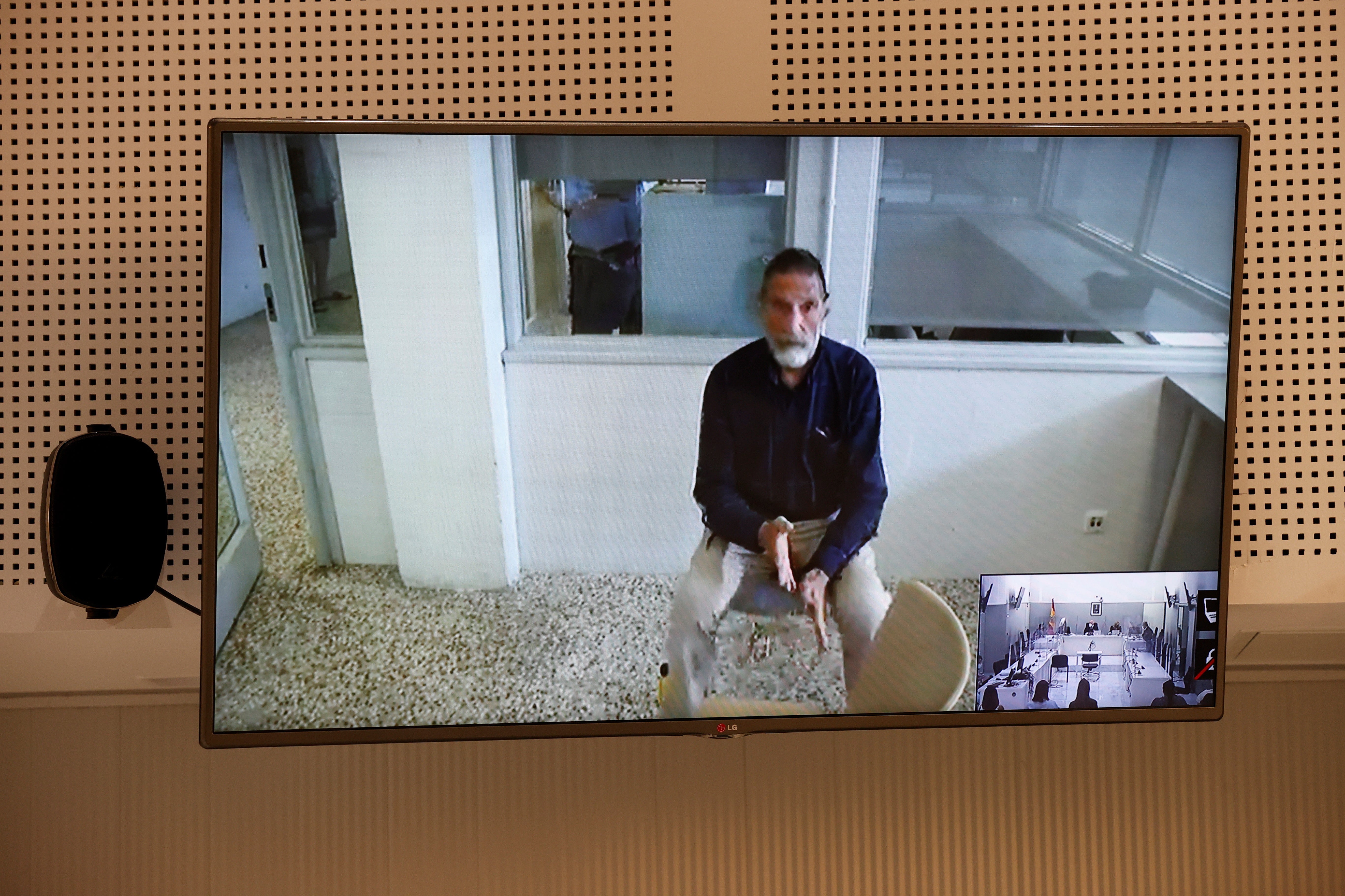 John McAfee, creator of the famous commercial antivirus software McAfee, appears via videoconference during his extradition hearing at Audiencia Nacional court, in Madrid, Spain