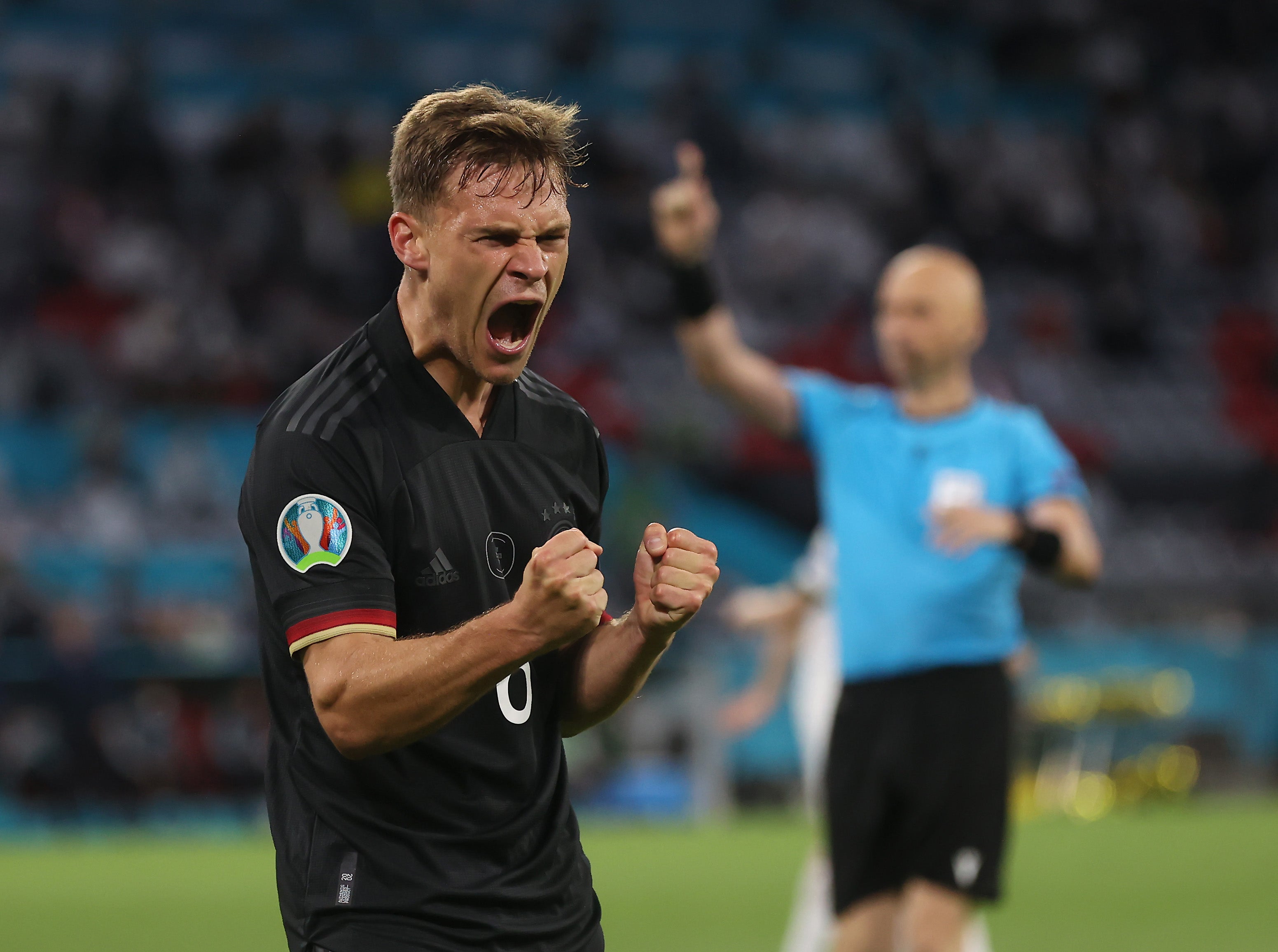 Joshua Kimmich celebrates after Leon Goretzka scores against Hungary