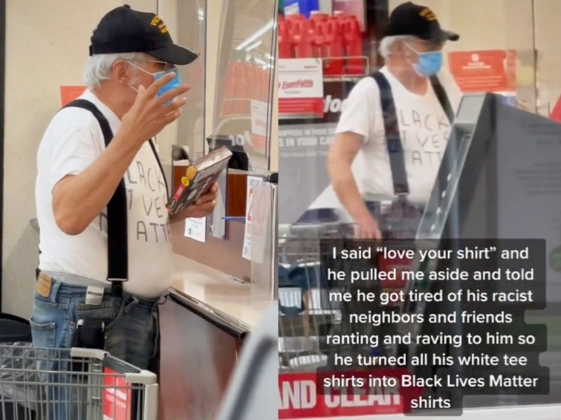 Vietnam veteran goes viral on TikTok after he is filmed wearing homemade Black Lives Matter T-shirt