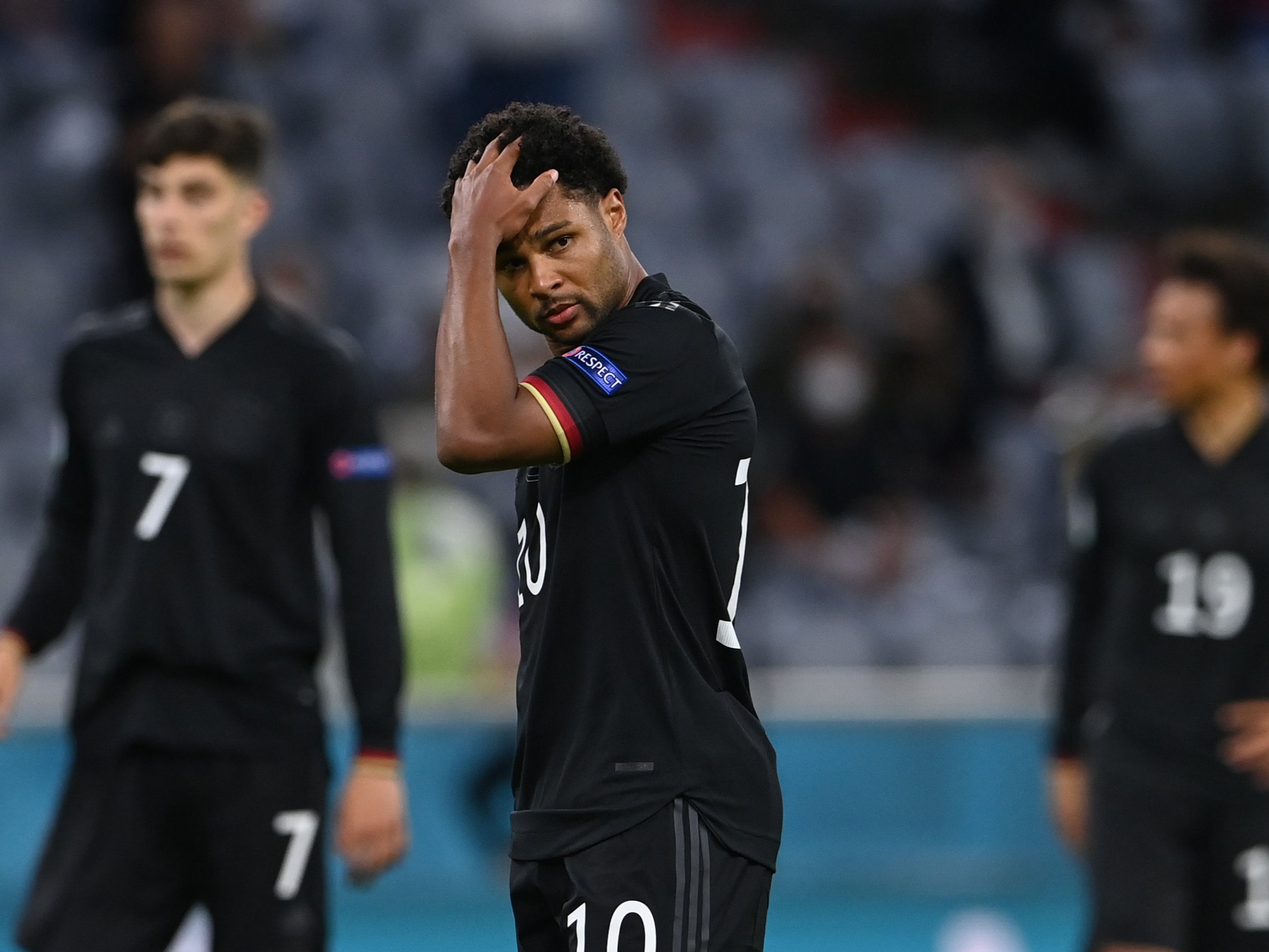 Serge Gnabry reacts during Germany’s draw with Hungary