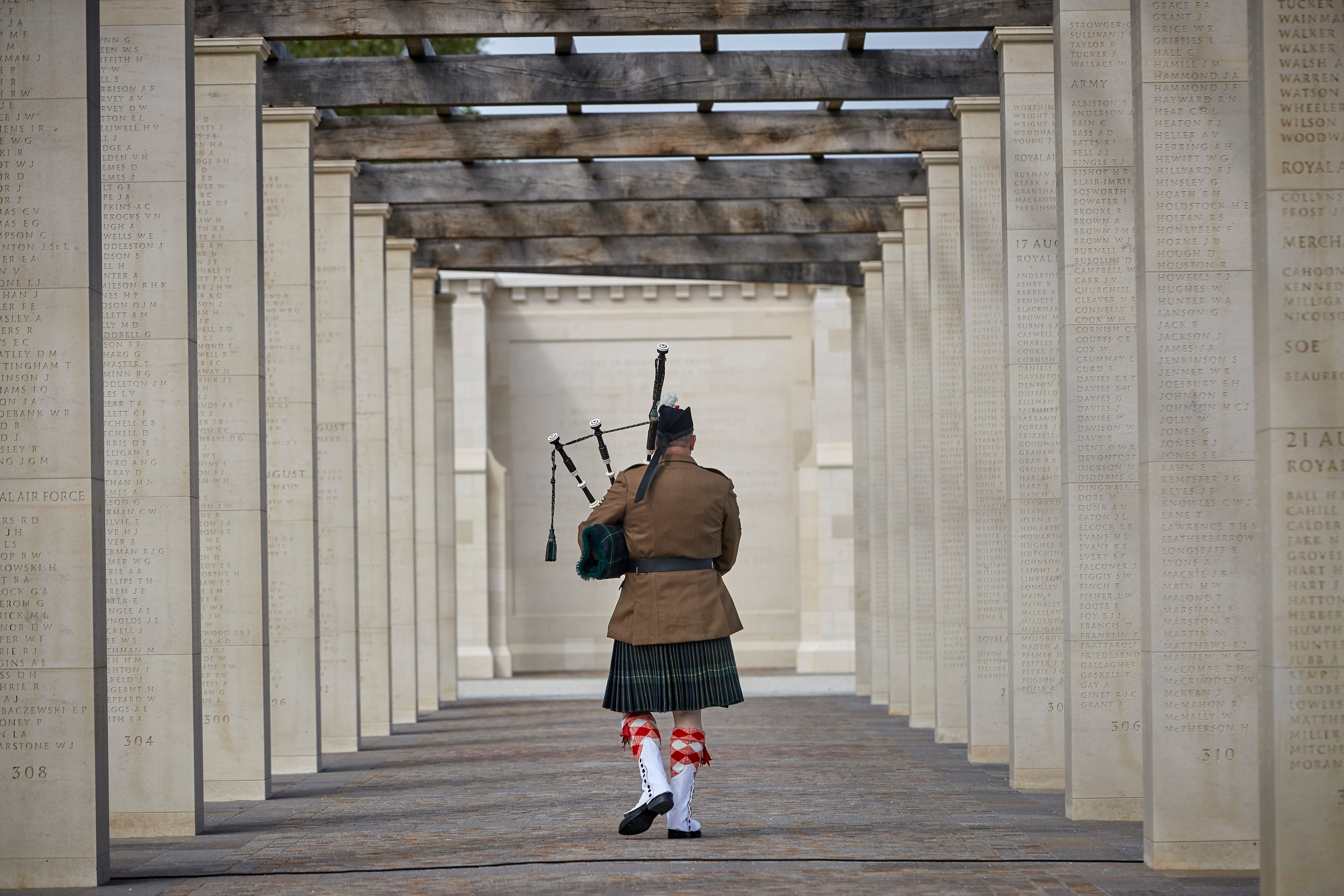 The whole has been described as a ‘temple-like structure’, with a wall where the names of those killed on D-Day are inscribed