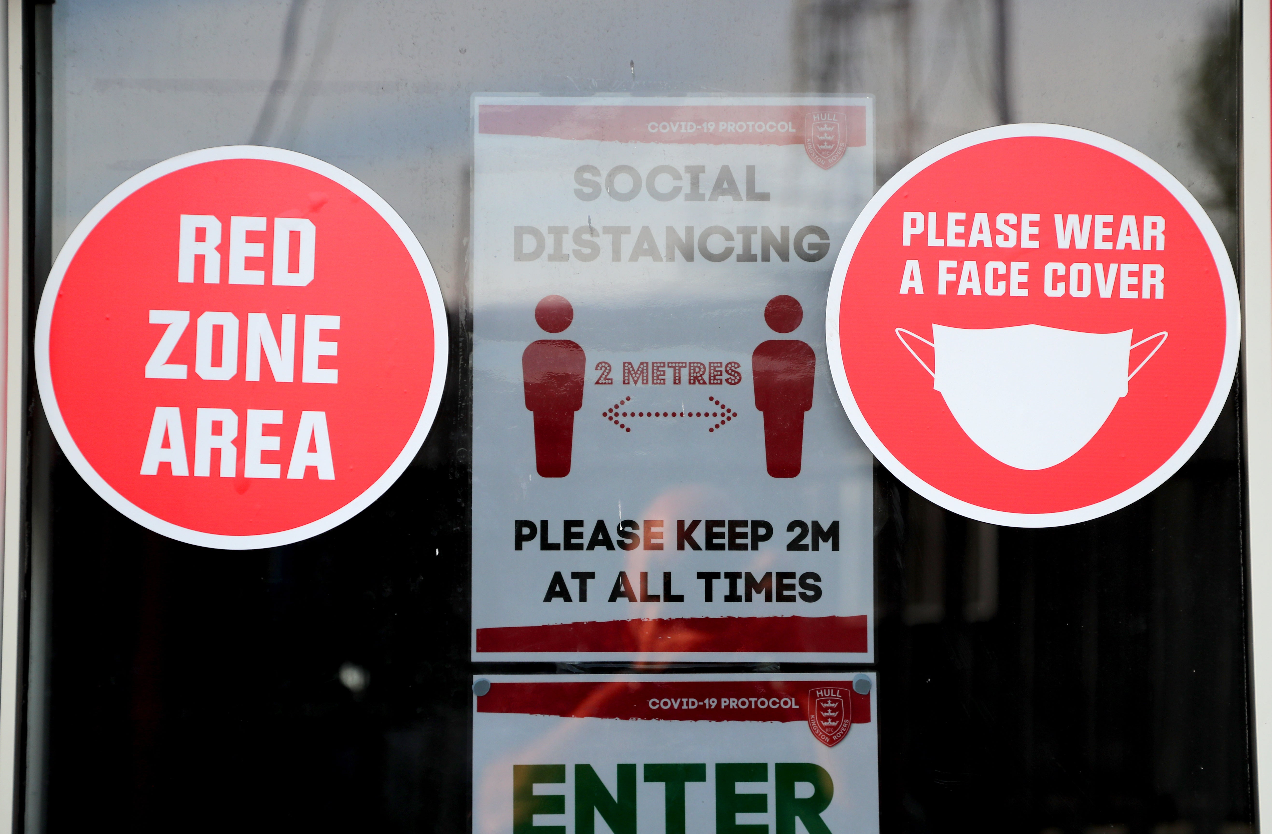 Social distancing signage at Craven Park