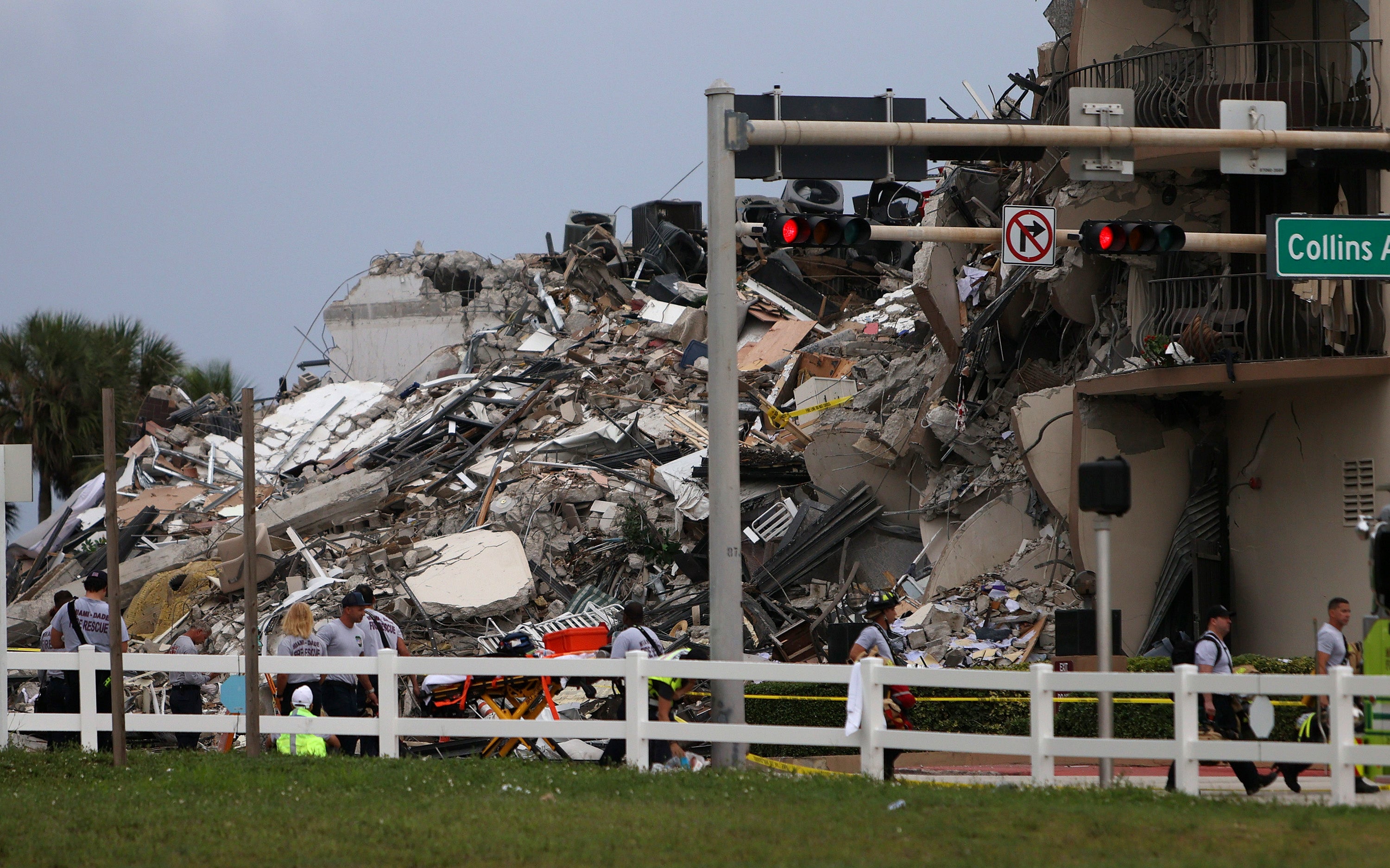 Rubble seen from the ground level