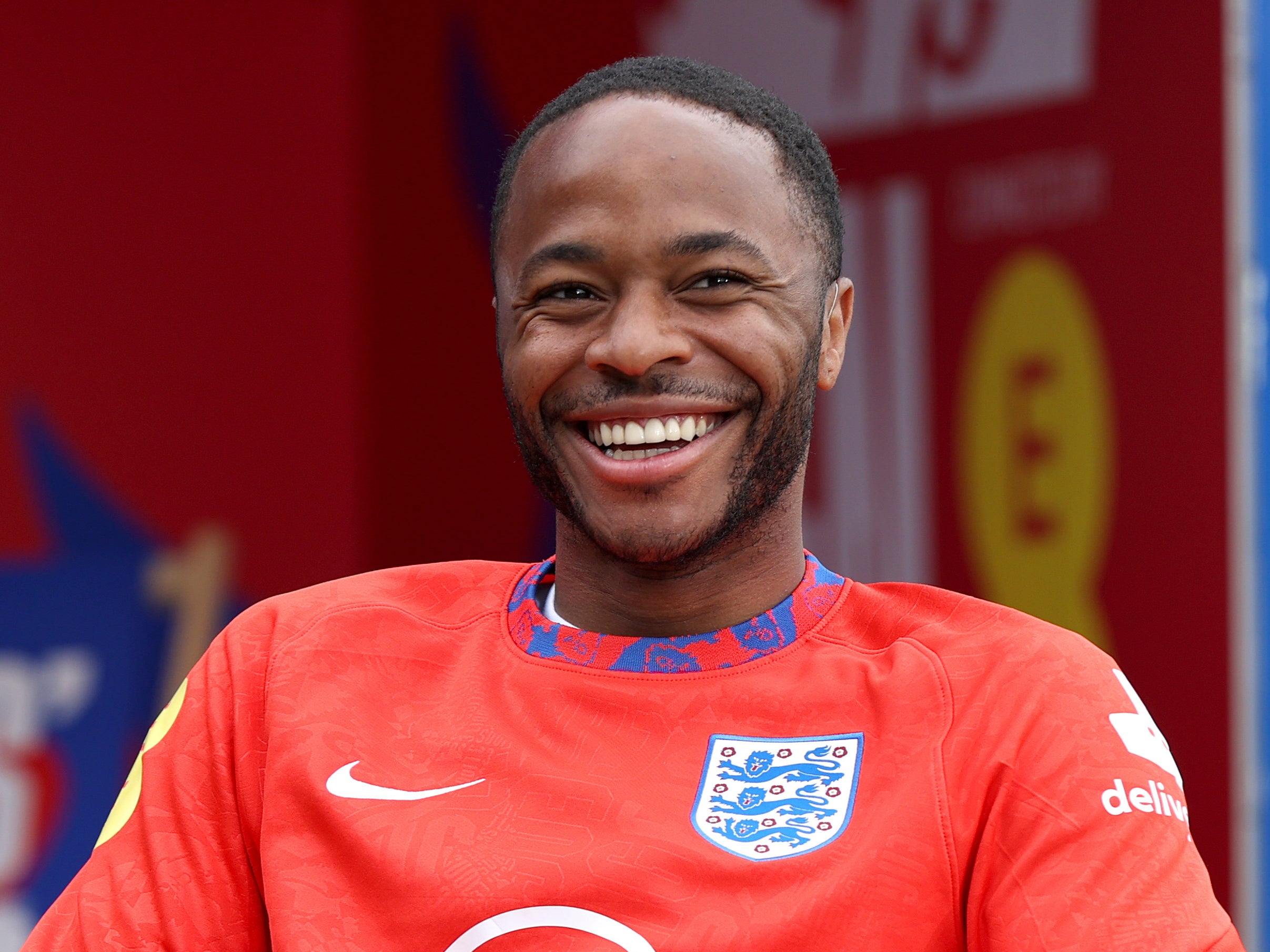 Raheem Sterling of England is interviewed at St George's Park