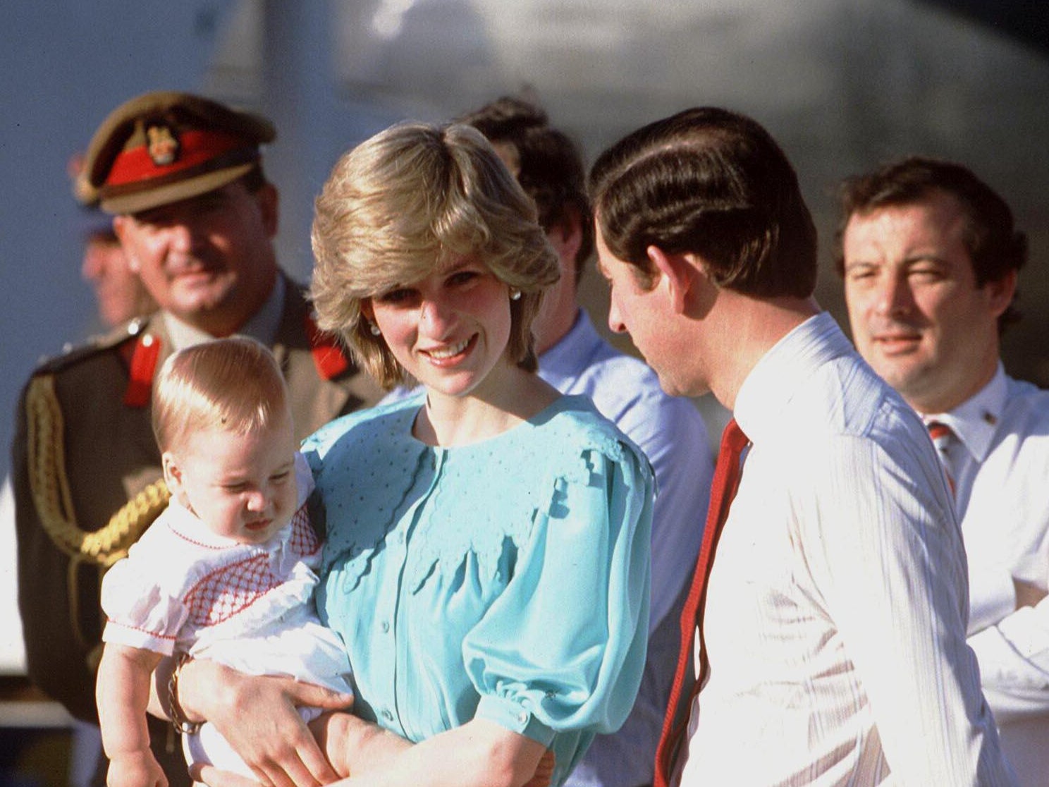 Princess Diana and Prince Charles with baby Prince William on the British Royal Tour of Australia in 1983