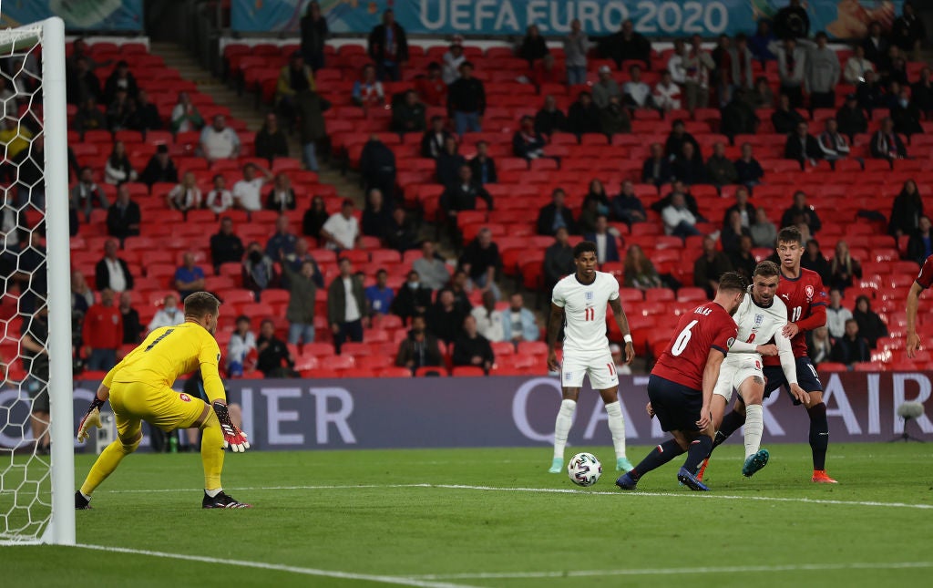 England playing the Czech Republic at Wembley in their European Championship group match