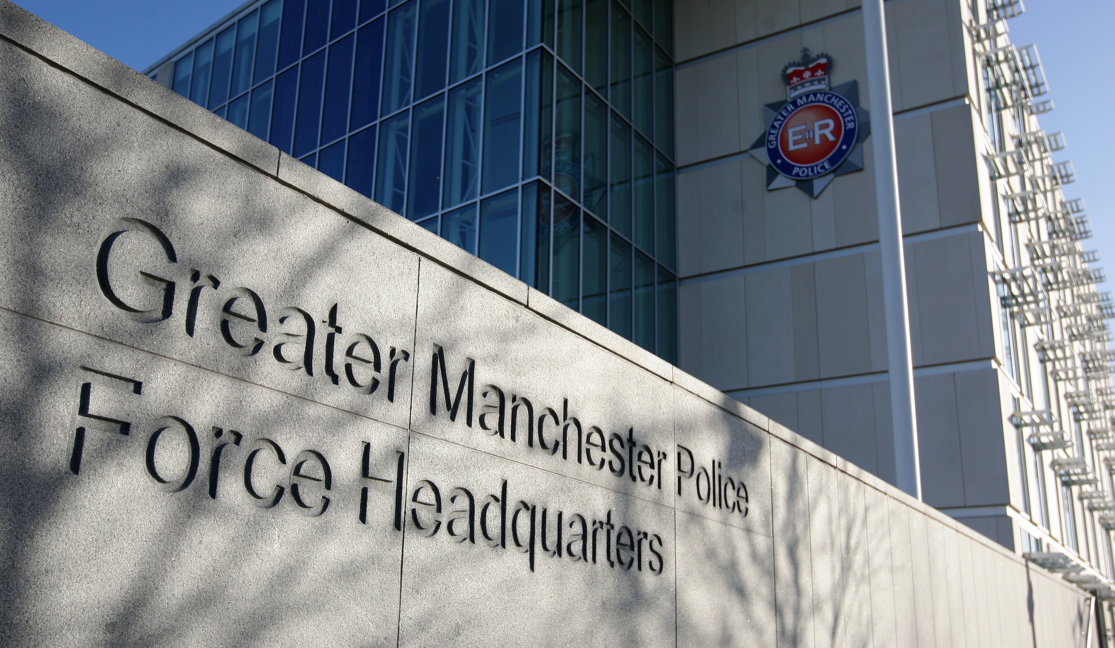 A picture shows the Greater Manchester Police Headquarters in Manchester.