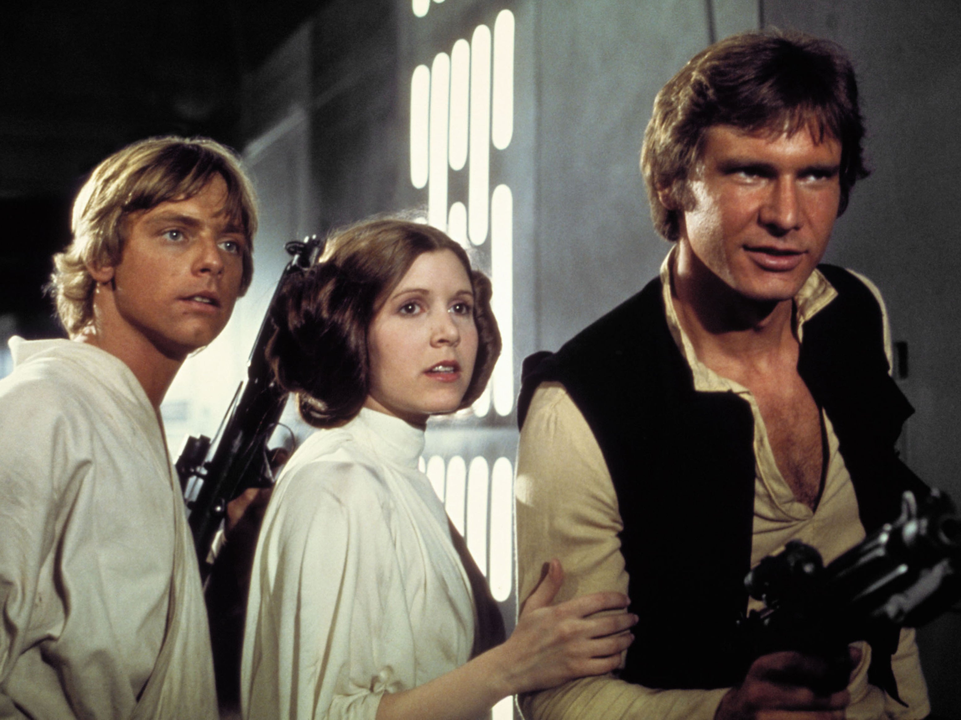 Mark Hamill, Carrie Fisher, and Harrison Ford in ‘A New Hope'