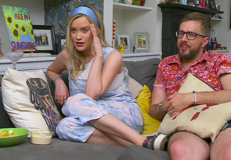 Laura Whitmore and Iain Sterling on Celebrity Gogglebox