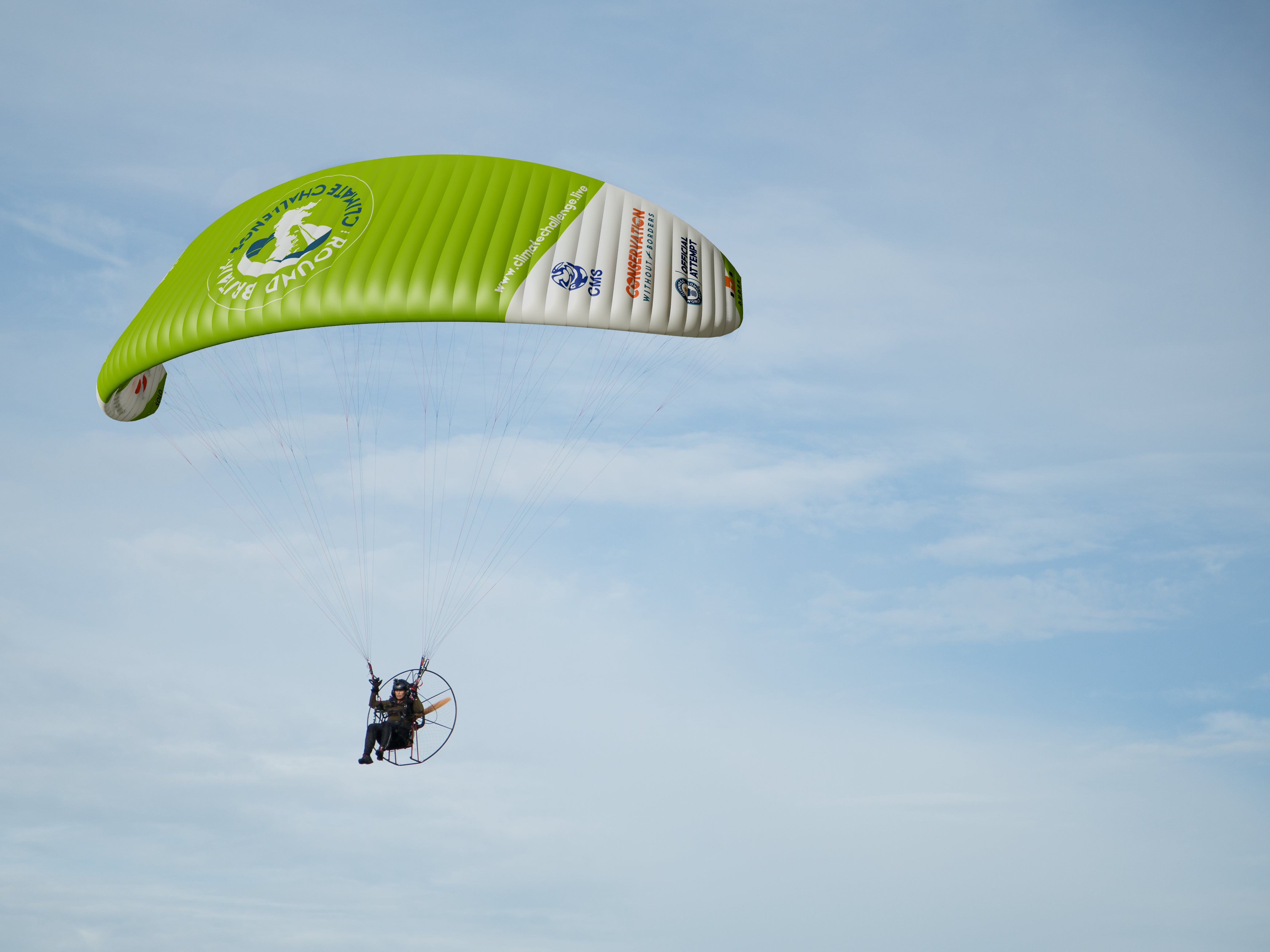 Sacha Dench uses a paramotor in 2021