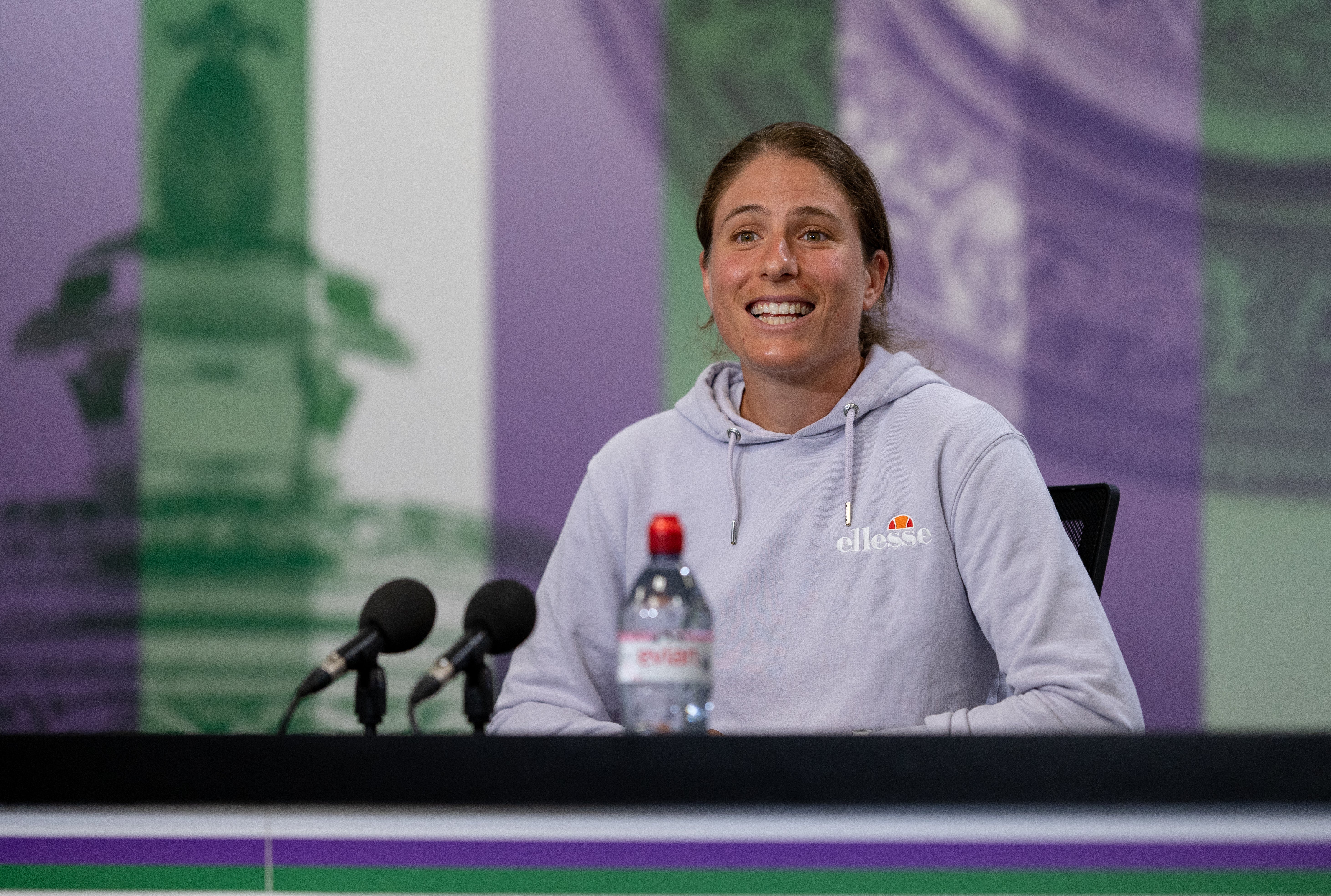 Johanna Konta at a press conference at Wimbledon on Saturday