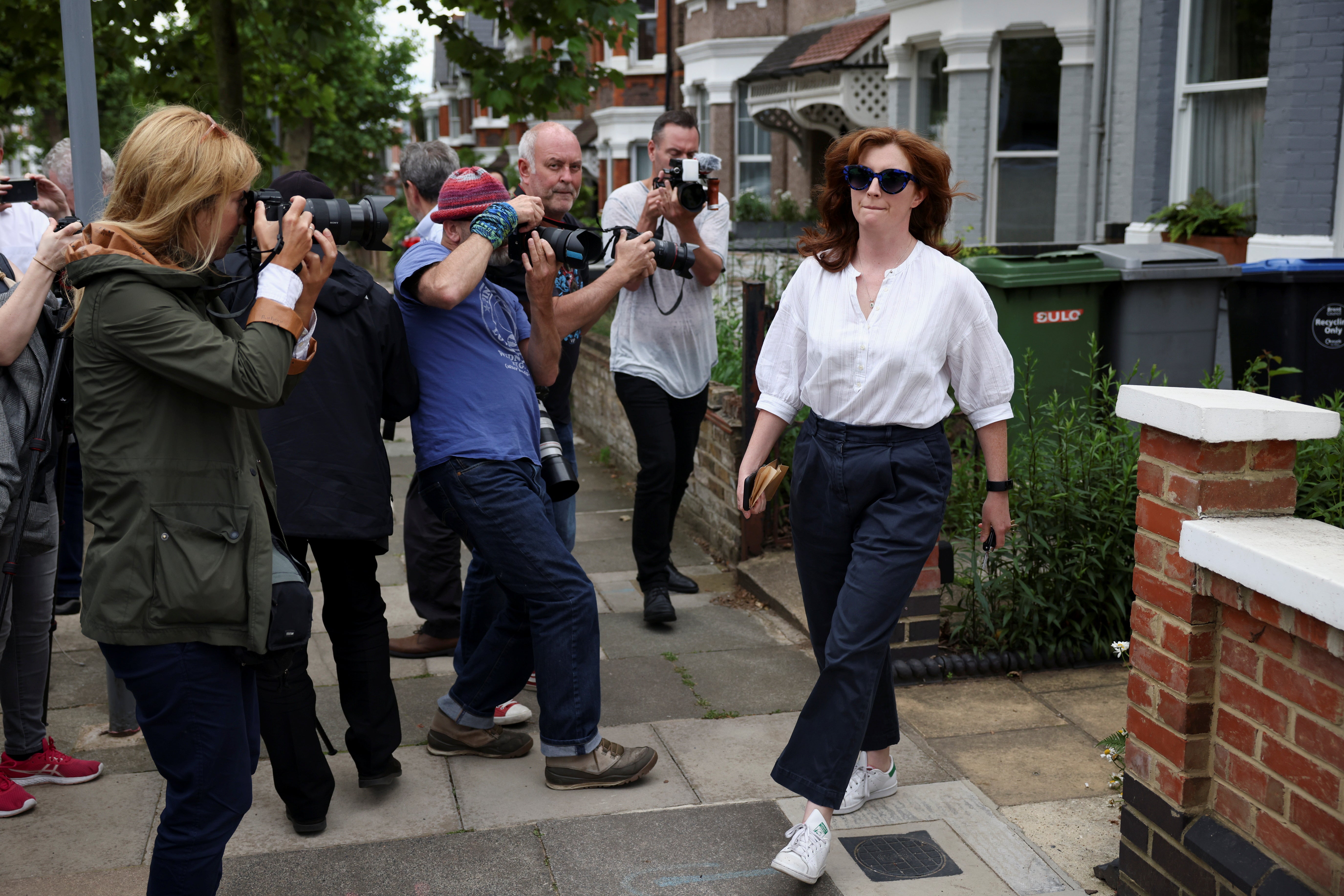 Martha Hancock pictured otside her home after news of her husband’s ‘affair’ broke on Friday