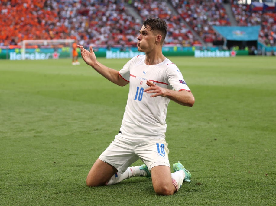 Patrick Schick celebrates scoring