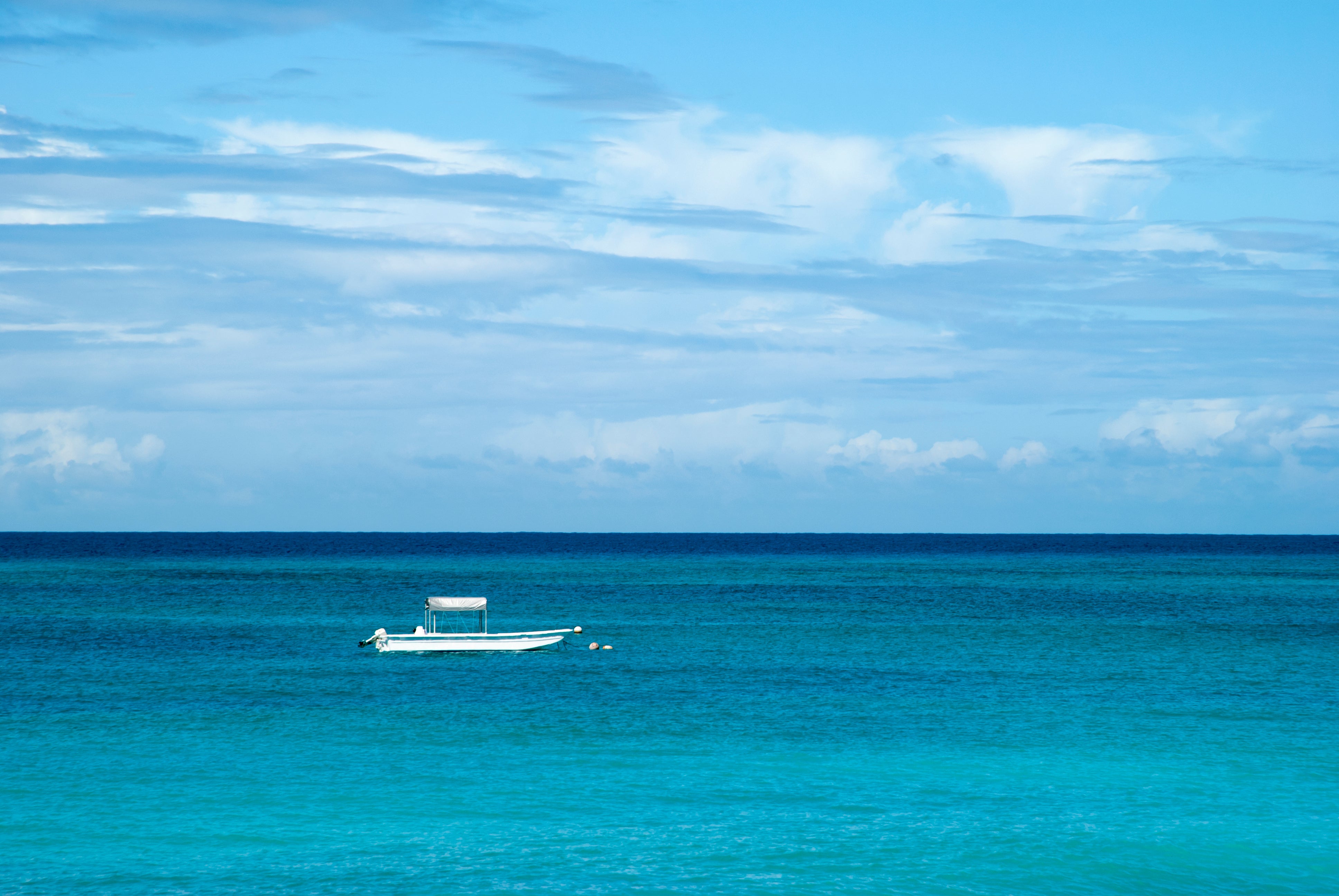 A boat drifting in the Caribbean Sea, near Grand Turk Island