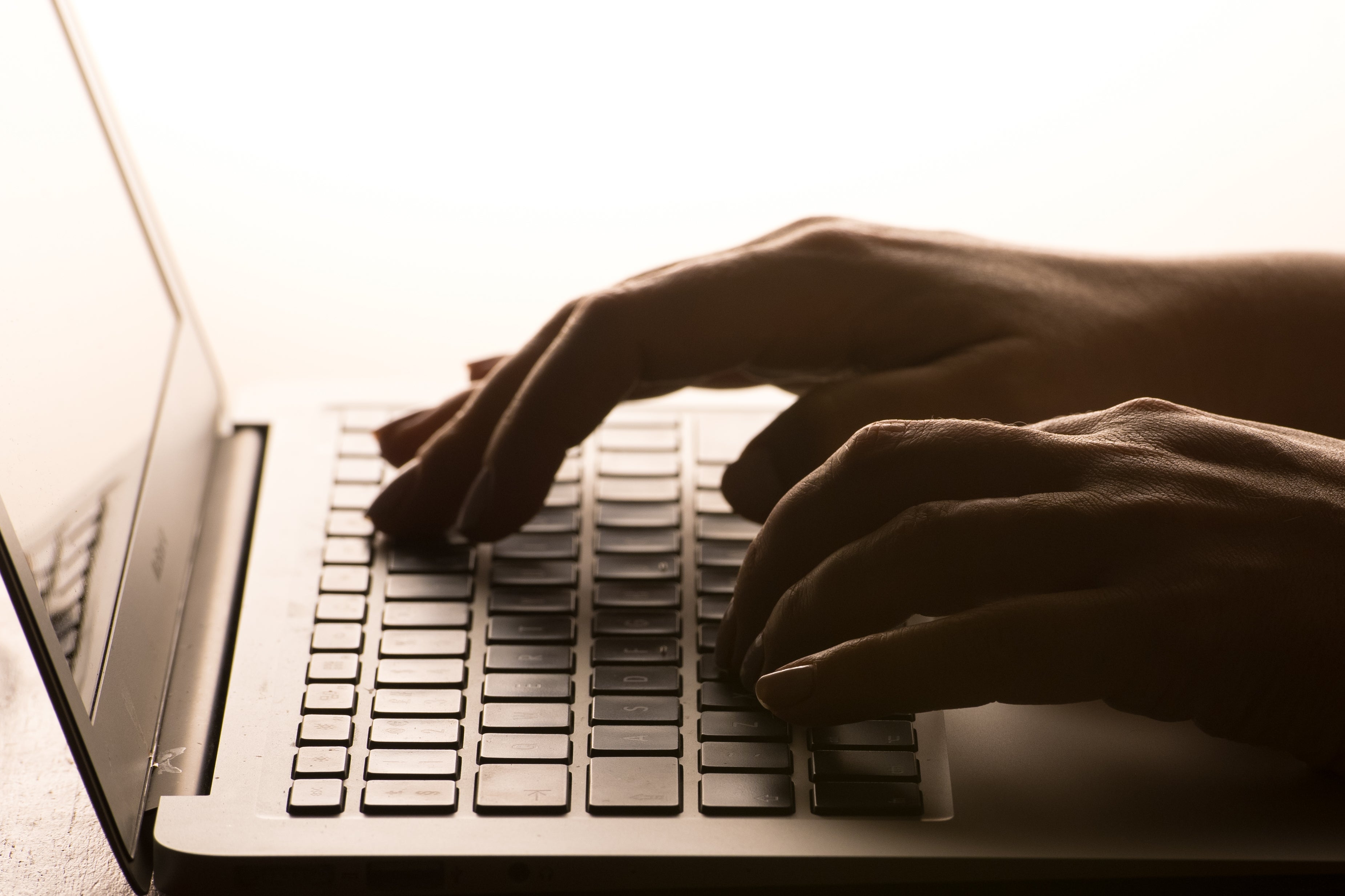 A woman using a laptop