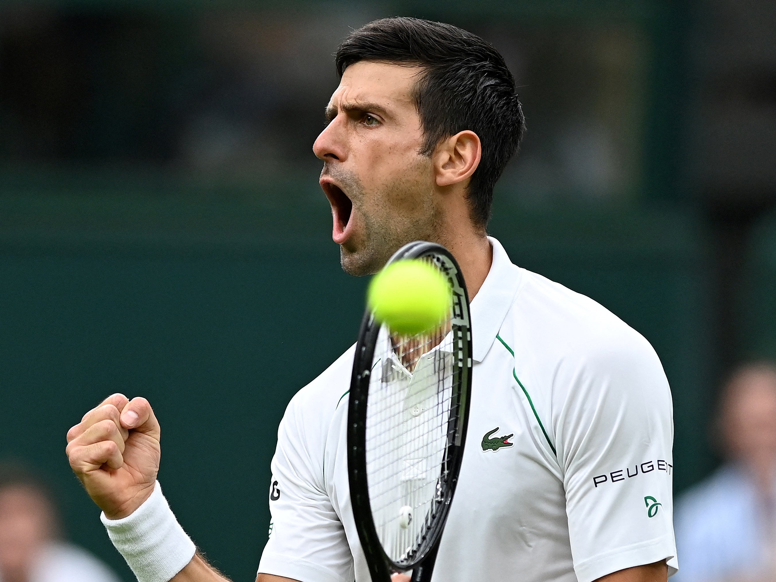 Novak Djokovic celebrates defeating Jack Draper