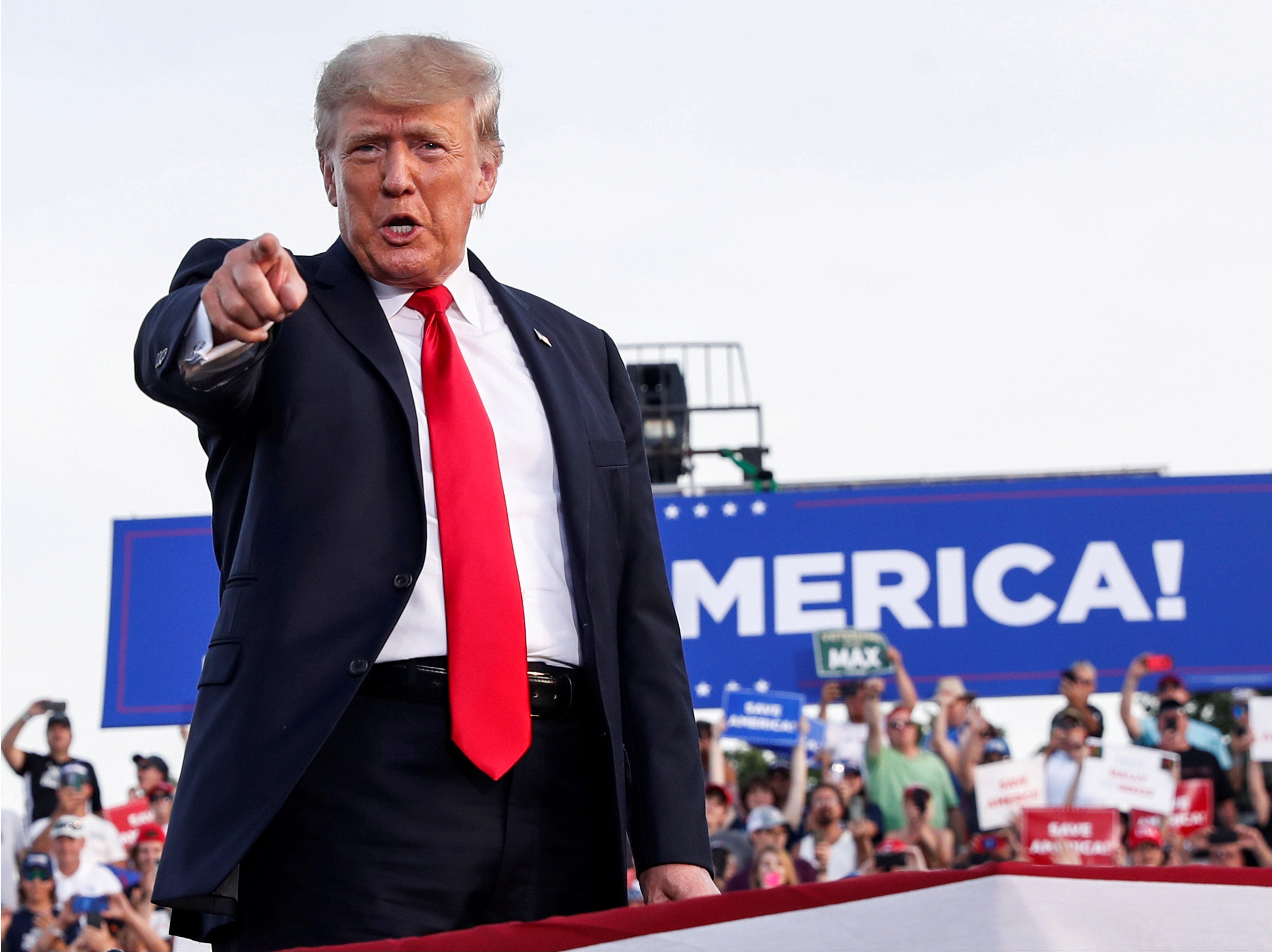 Former President Donald Trump speaks at a rally.